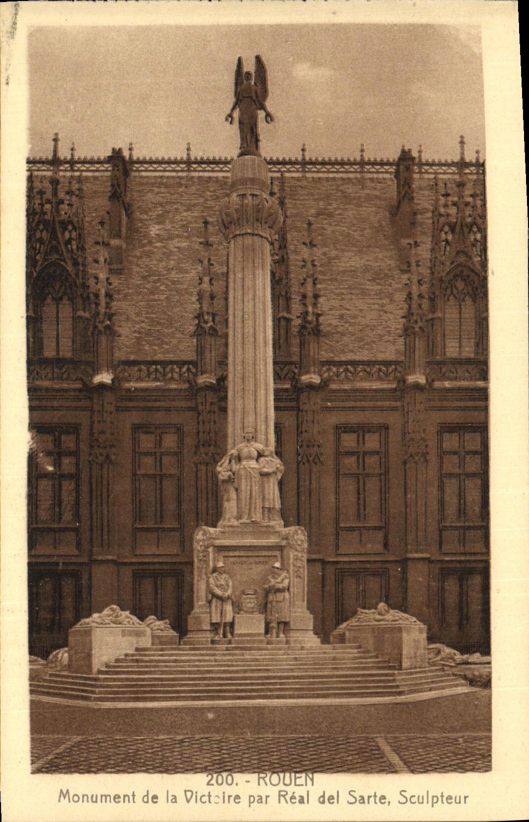VINTAGE POSTCARD Rouen Monument of the Victoire Real Del Sarte Sculptor