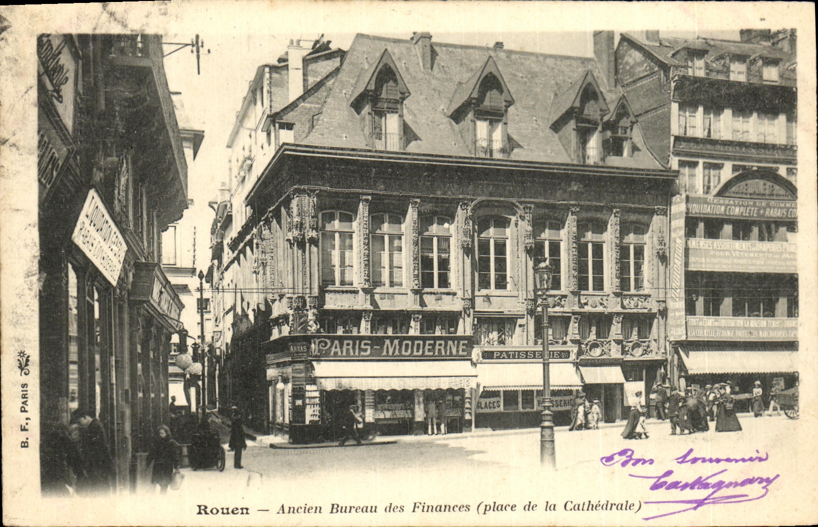 VINTAGE POSTCARD Rouen Ancien Office Of finances Places cathedral