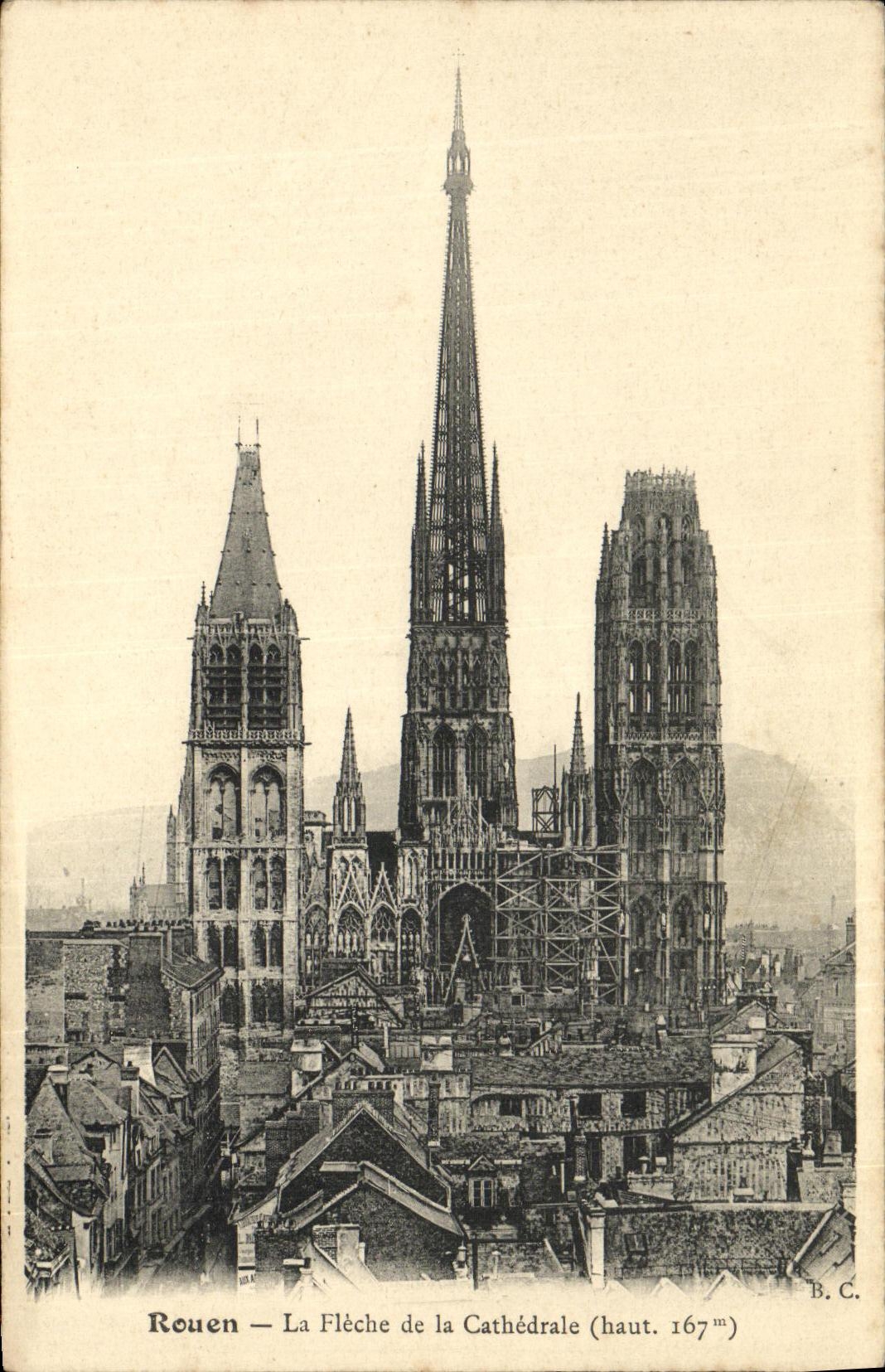 VINTAGE POSTCARD Rouen the Arrow of the Cathedral