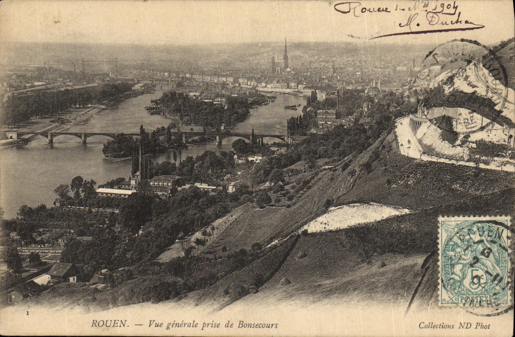 VINTAGE POSTCARD Rouen View Taken of Bonsecours