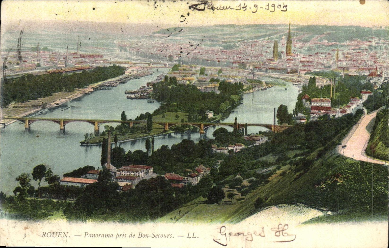 VINTAGE POSTCARD Rouen Panorama Taken of Bonsecours