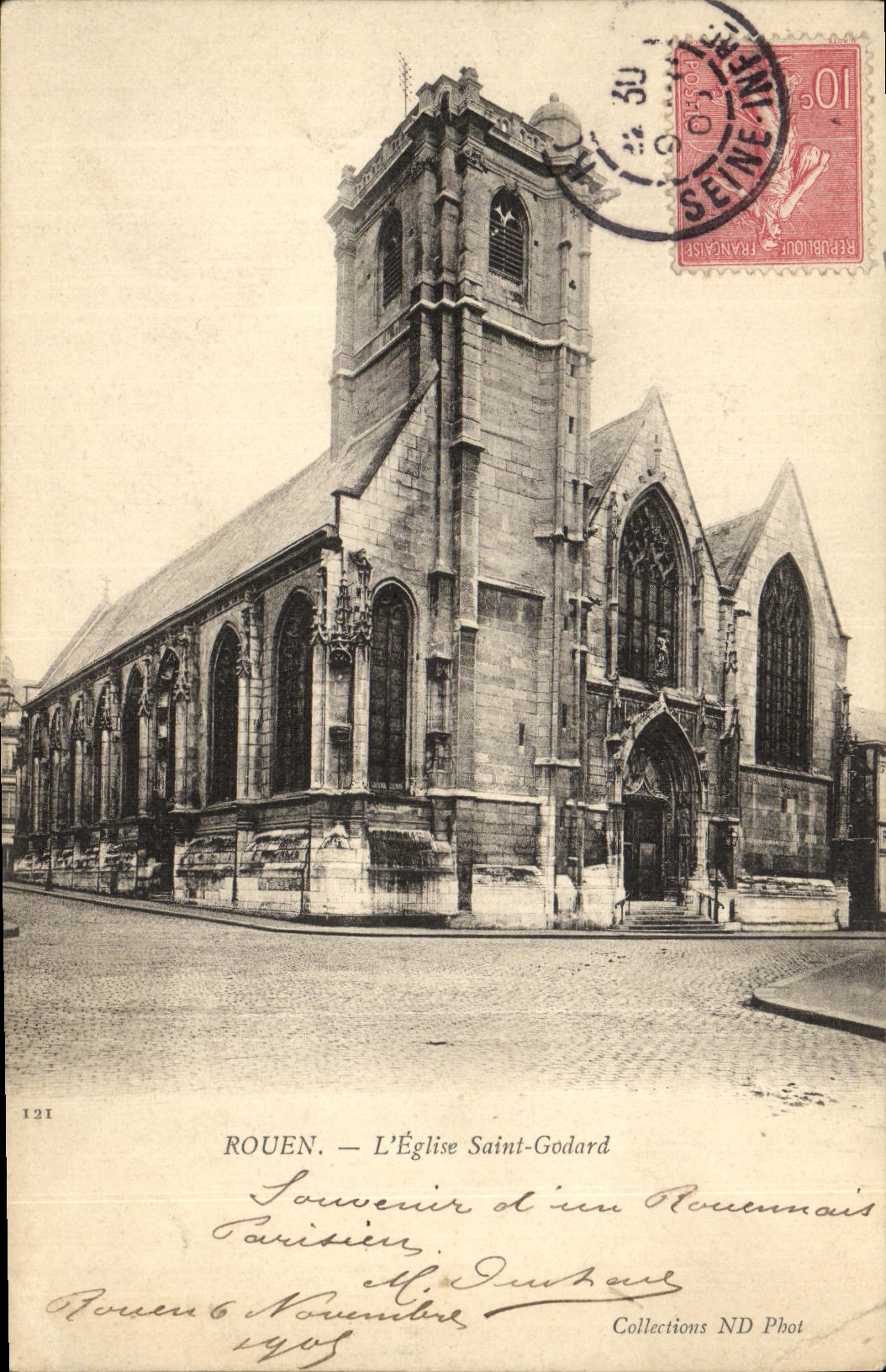 VINTAGE POSTCARD Rouen L Church Holy Godard