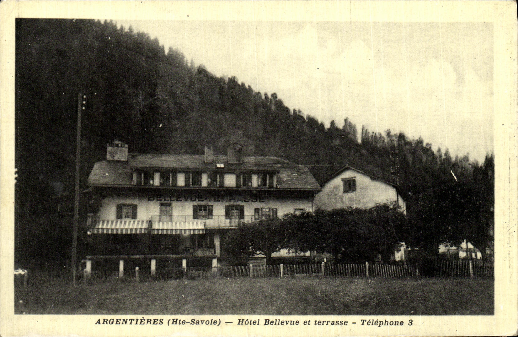 VINTAGE POSTCARD Argentieres Bellevue Hotel And terrace