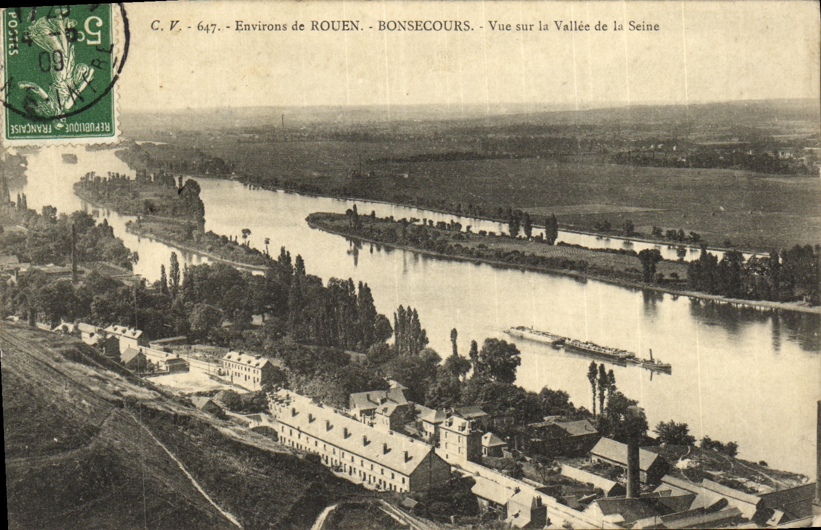 VINTAGE POSTCARD Surroundings Of Rouen Bonsecours Seen On the Valley of the Seine