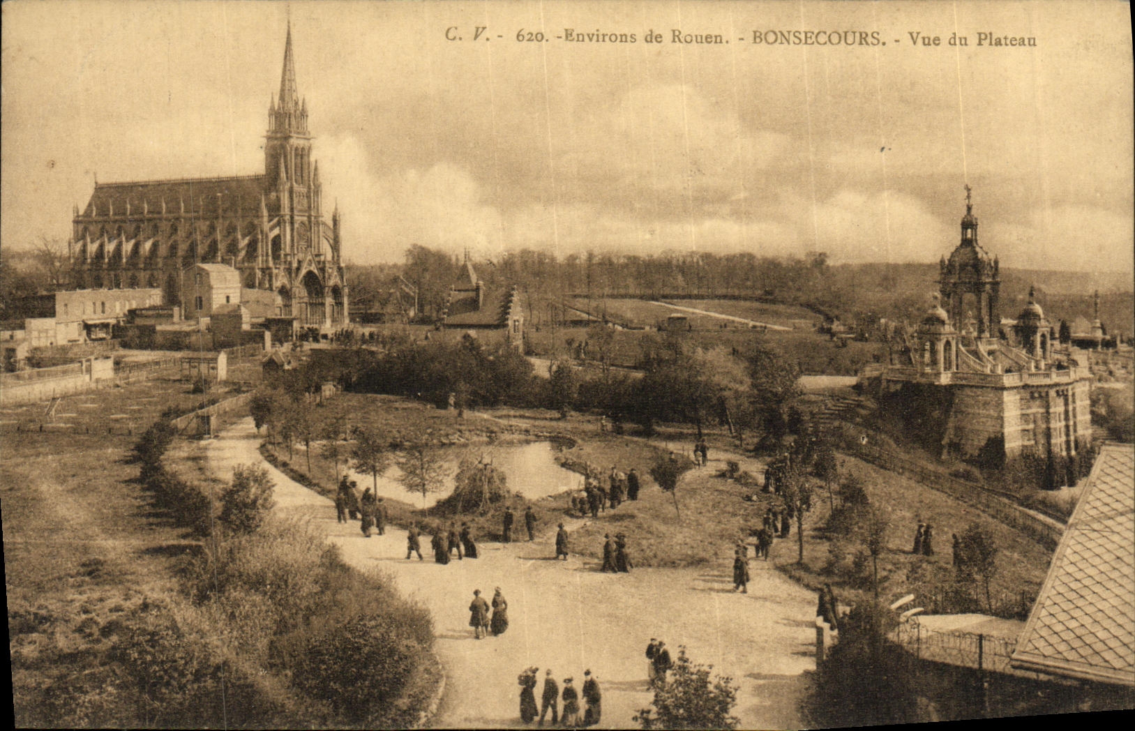 VINTAGE POSTCARD Surroundings Of Rouen Bonsecours Seen of the Plate