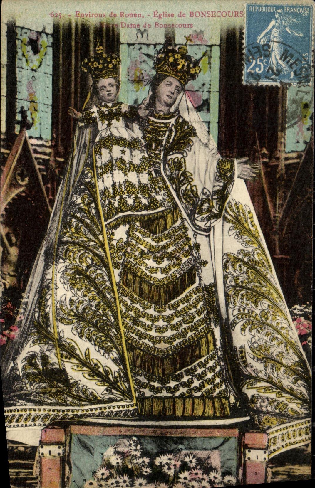 VINTAGE POSTCARD Environs Of Rouen Eglise of Bonsecours Rules