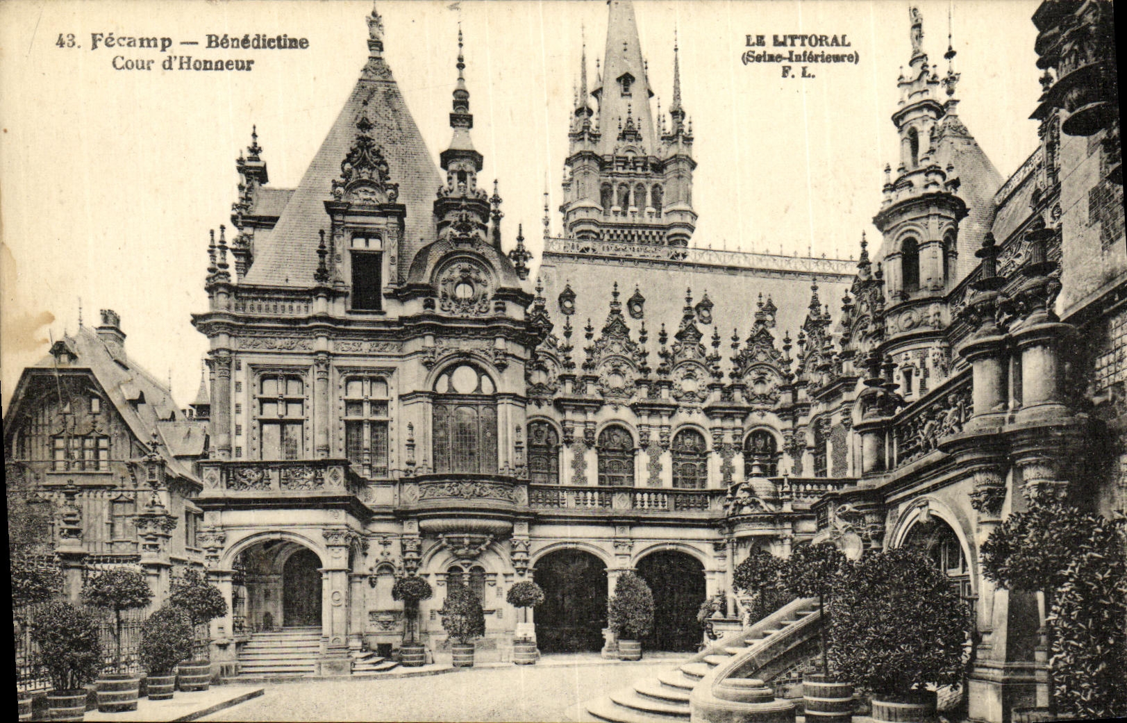 Honor benedictino de la corte D de Fecamp de la POSTAL de la VENDIMIA