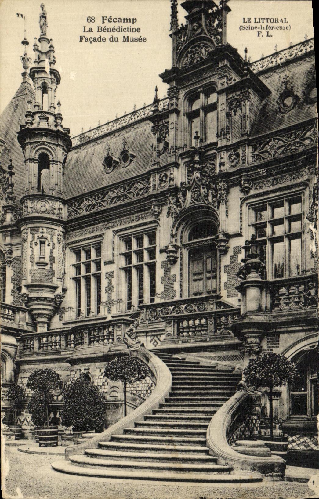 Ataque frontal benedictino de Fecamp de la POSTAL de la VENDIMIA del museo