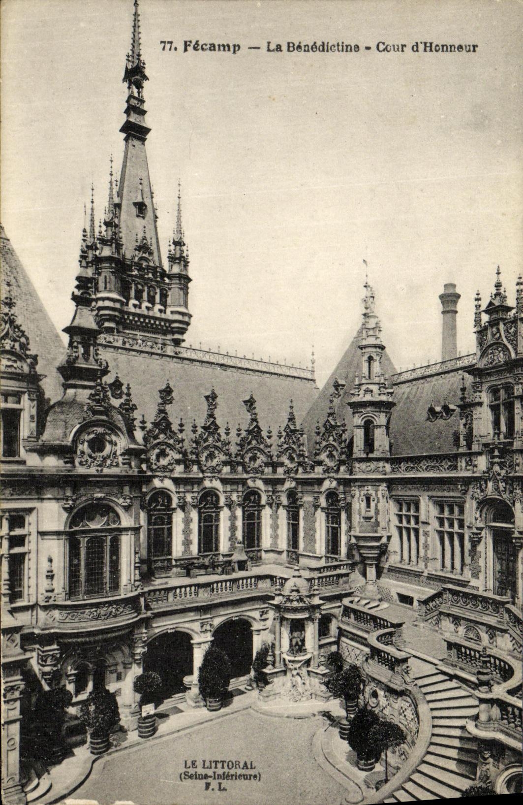 Honor benedictino de la corte D de Fecamp de la POSTAL de la VENDIMIA