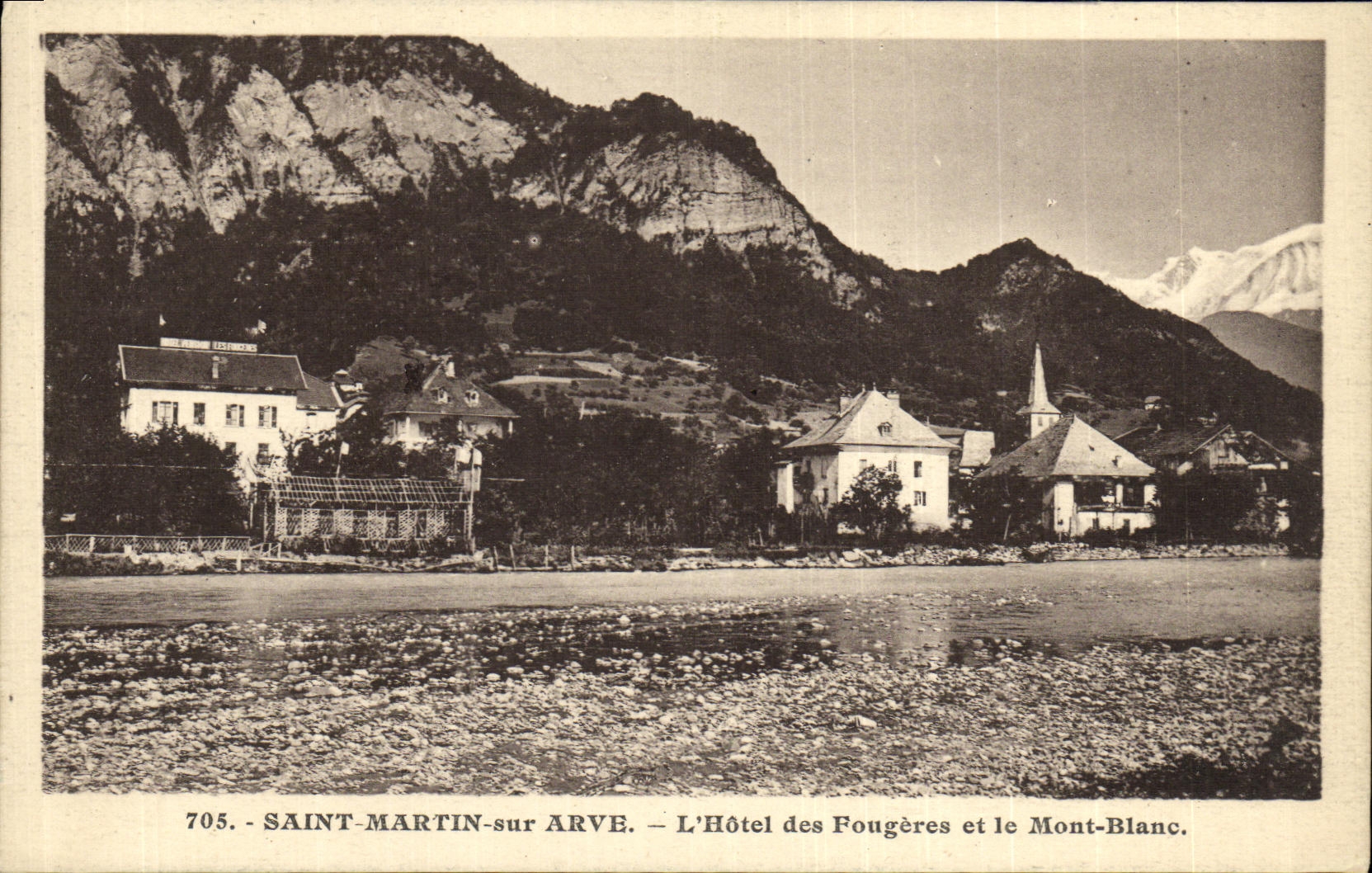 VINTAGE POSTCARD Holy Martin on Arve L Horel of the Ferns and Mont Blanc