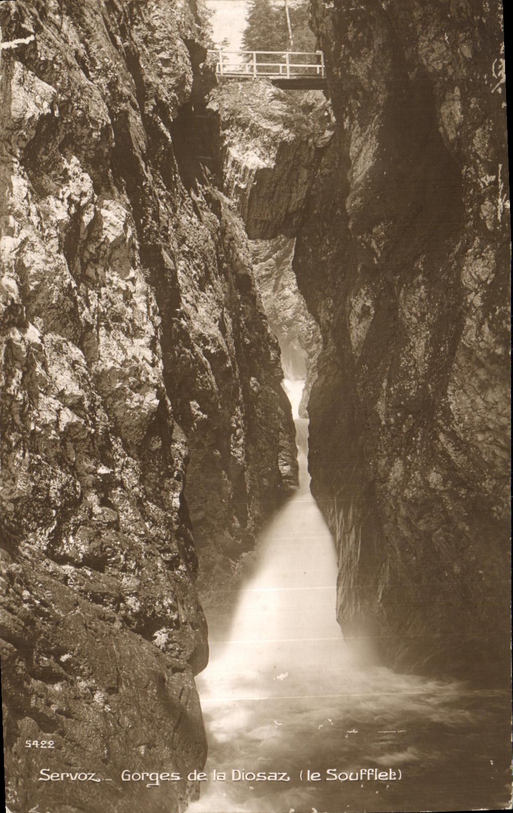 VINTAGE POSTCARD Servoz Falls of Diosaz bellows
