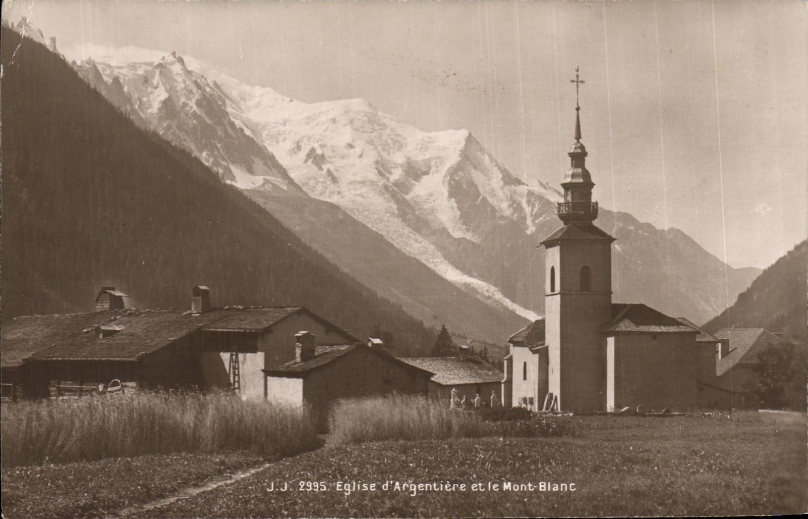 VINTAGE POSTCARD Church D Argentiere and Mont Blanc