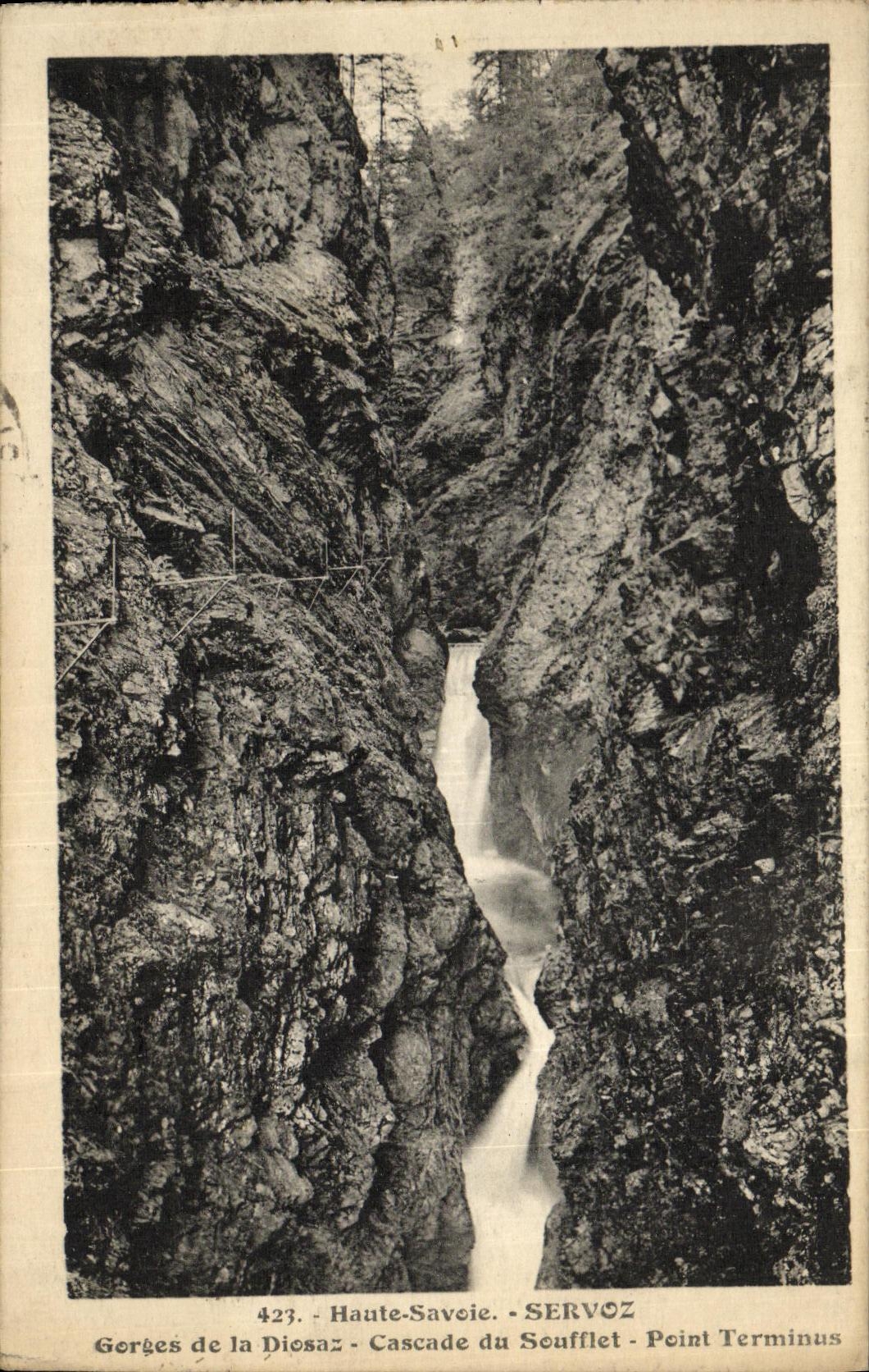 VINTAGE POSTCARD Servoz Gorges of Diosan Cascades of the Bellows Not terminus