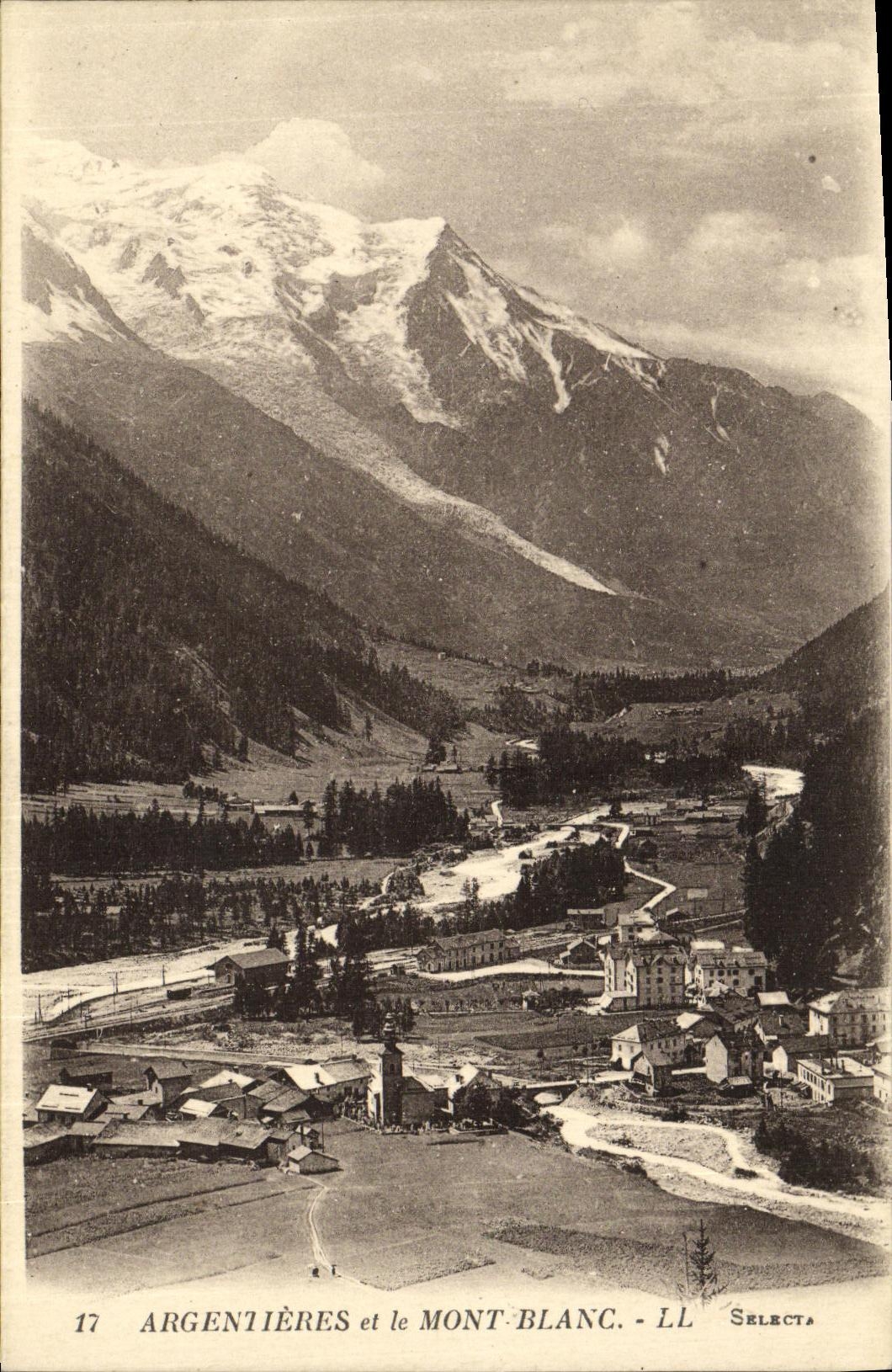 VINTAGE POSTCARD Argentieres and Mont Blanc