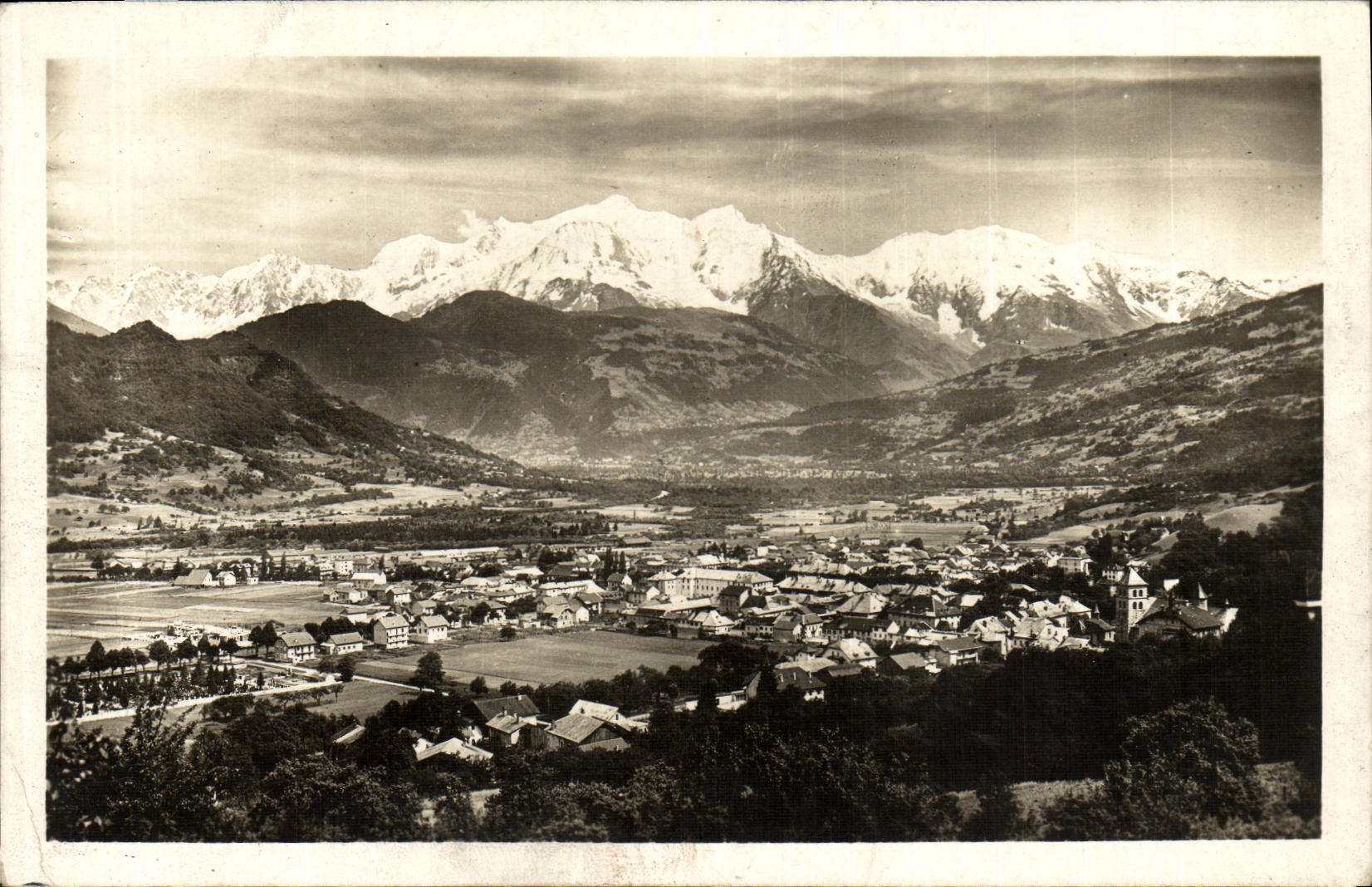 VINTAGE POSTCARD Sallanches View and Solid mass of the Blance Mount