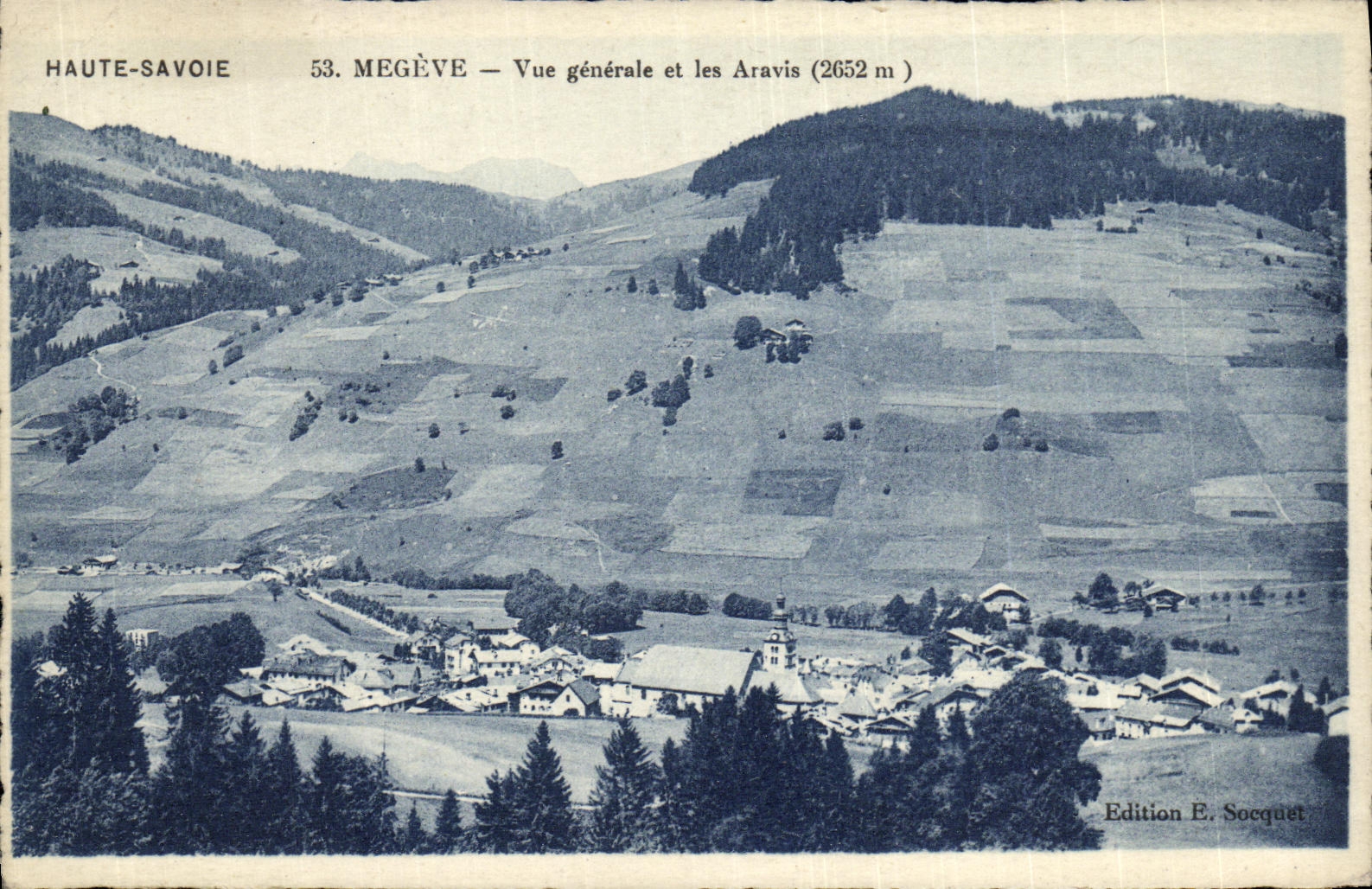 VINTAGE POSTCARD Megeve View and aravis