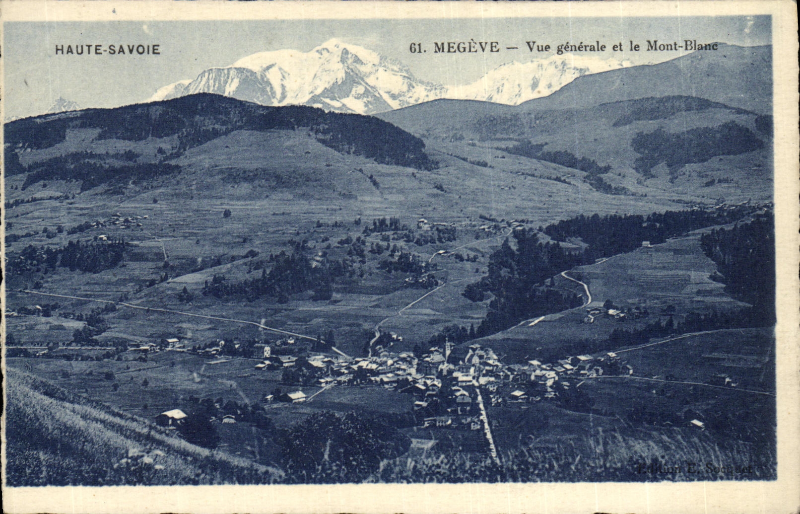VINTAGE POSTCARD Megeve View and Mont Blanc