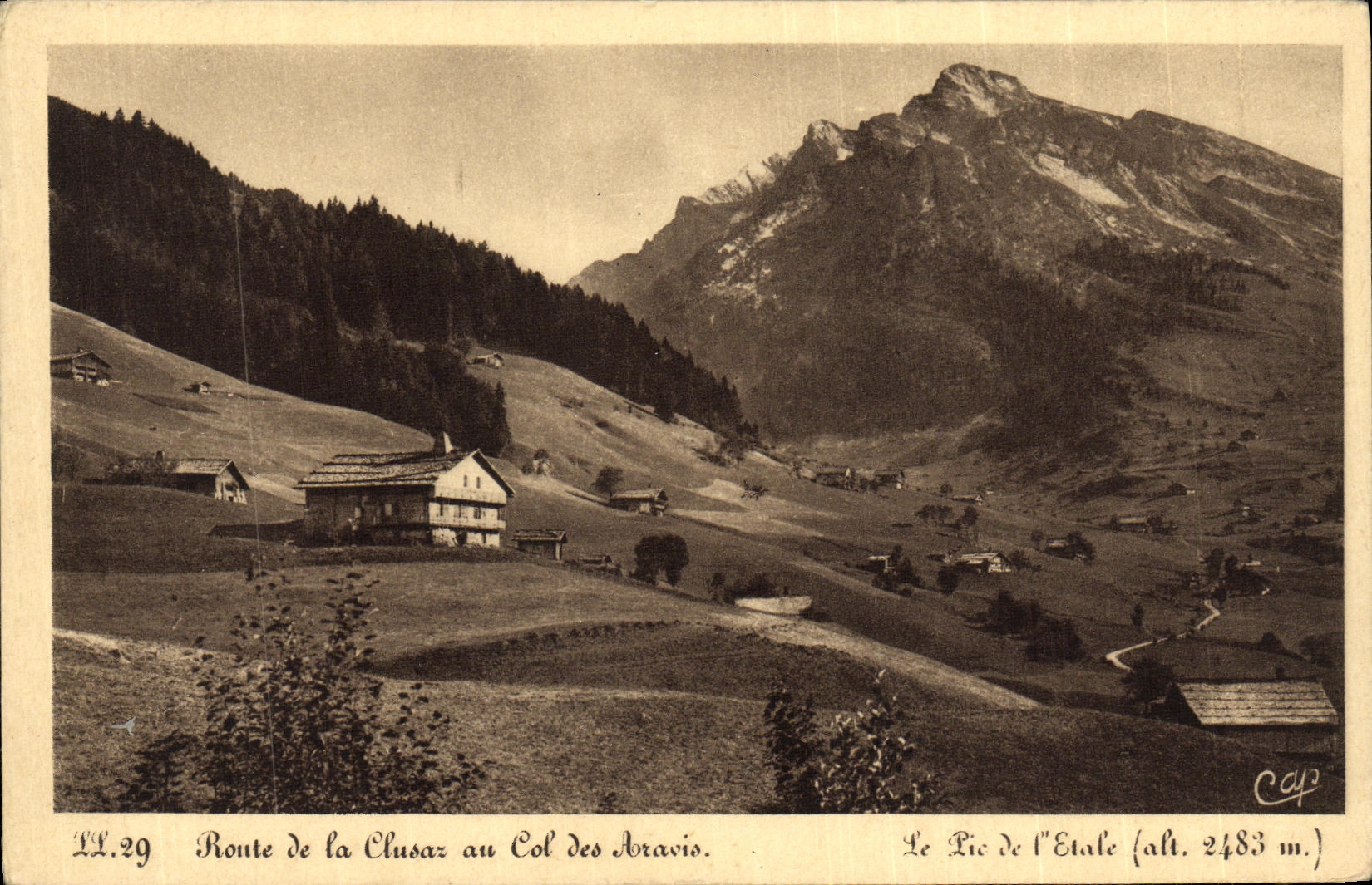 VINTAGE POSTCARD Road of Clusaz to the collar of Aravis the peak of L Slack