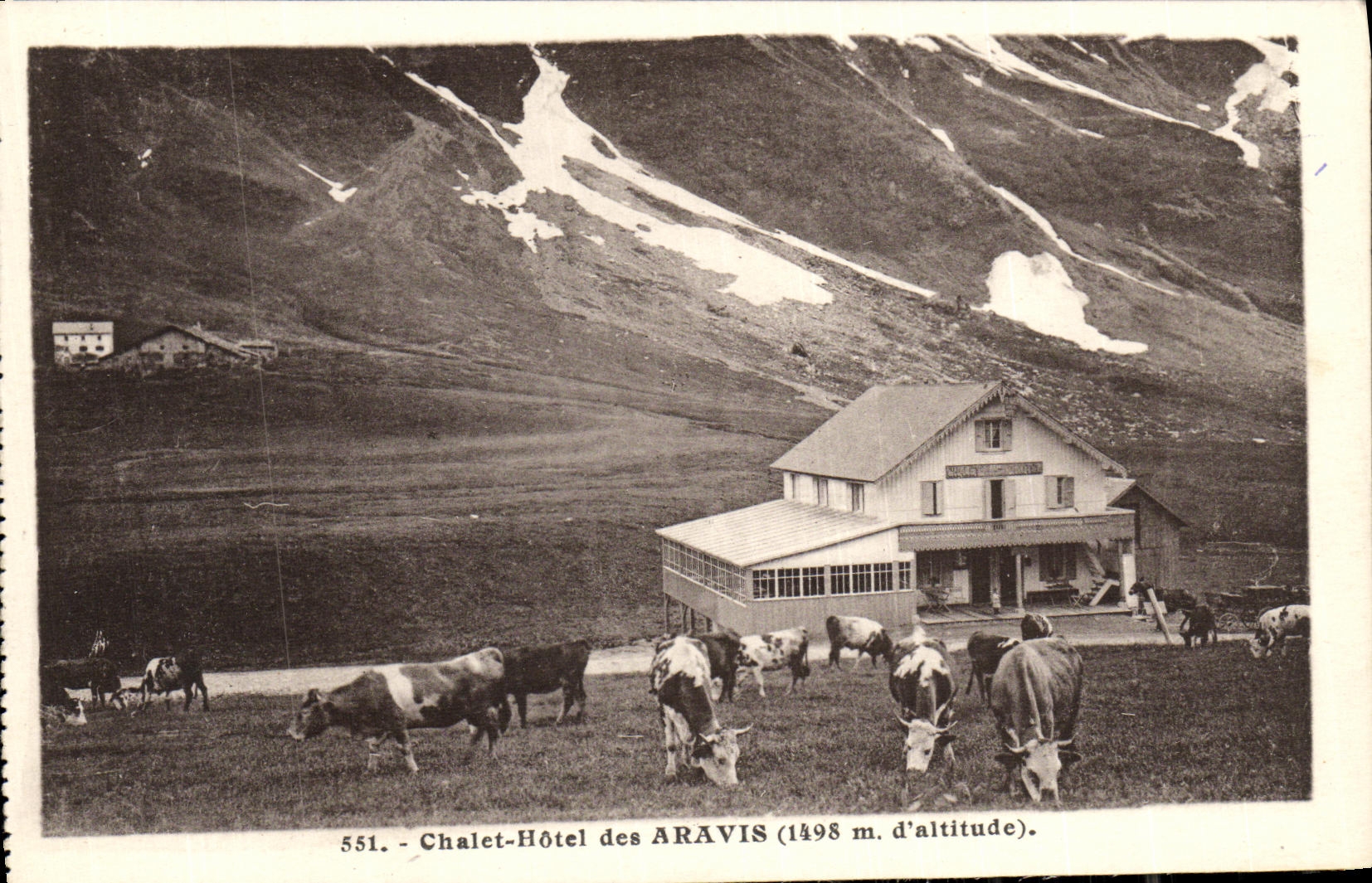 VINTAGE POSTCARD Country cottage Hotel of Aravis Cows