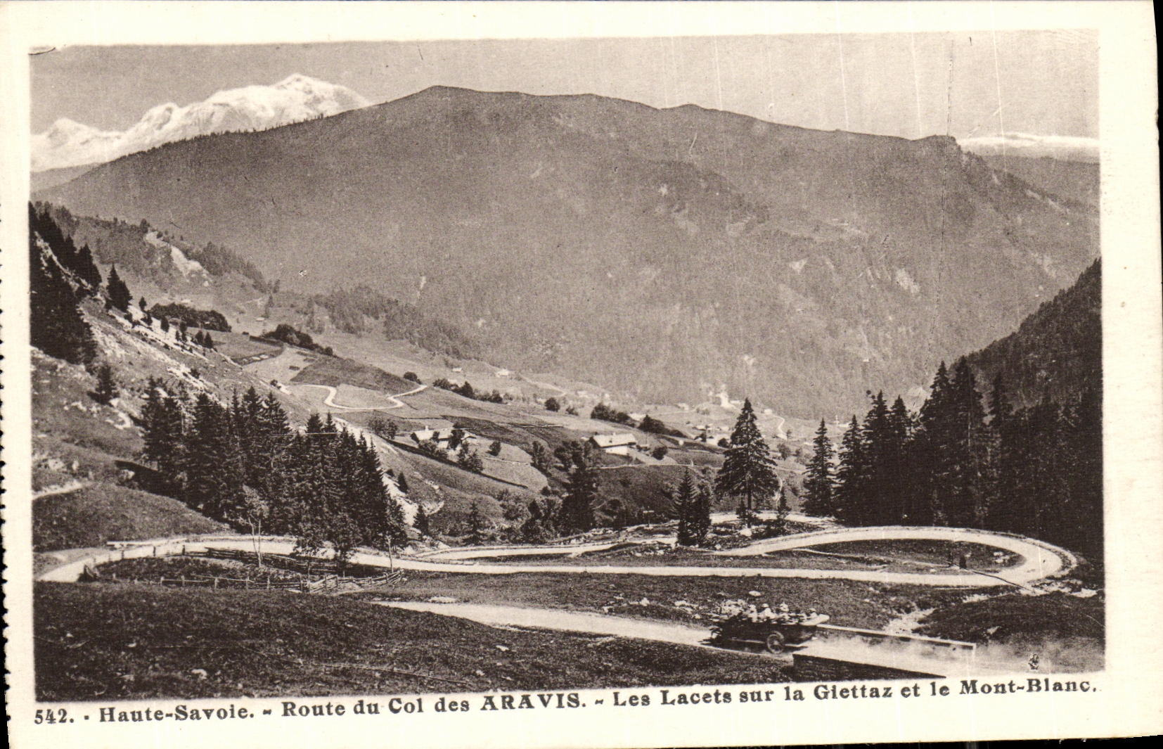 VINTAGE POSTCARD Road of the Collar of Aravis laces on Giettaz and Mont Blanc