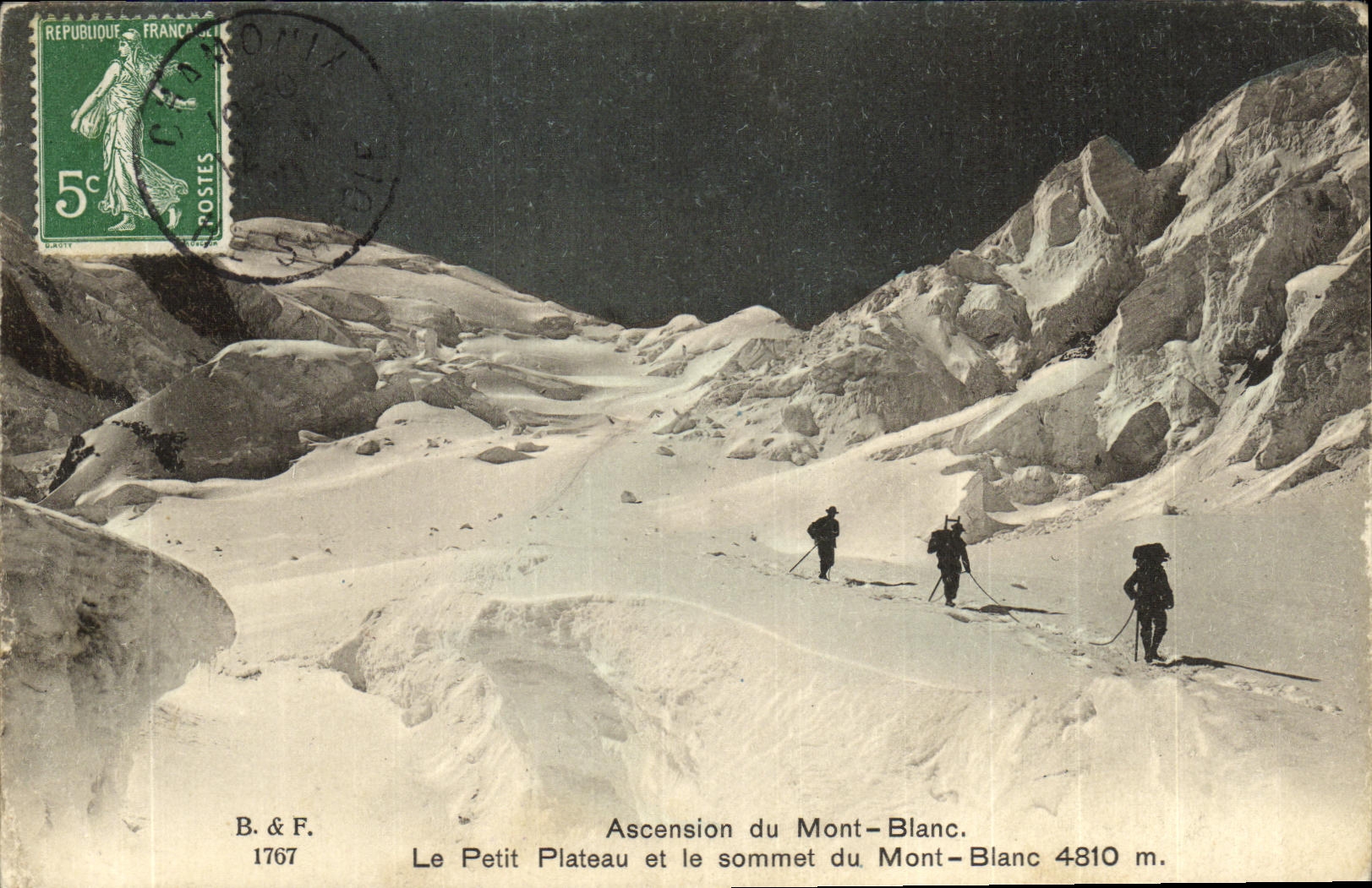 VINTAGE POSTCARD Climbing of Mont Blanc the Small Plate and the Summit of Mont Blanc Alpinism