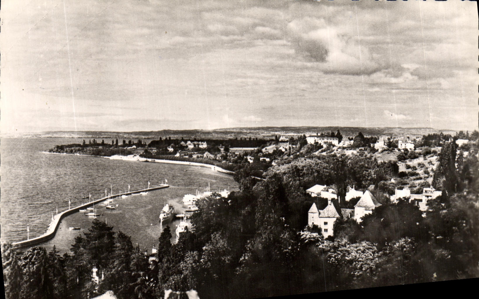 VINTAGE POSTCARD Thonon Roads and Top of Feast