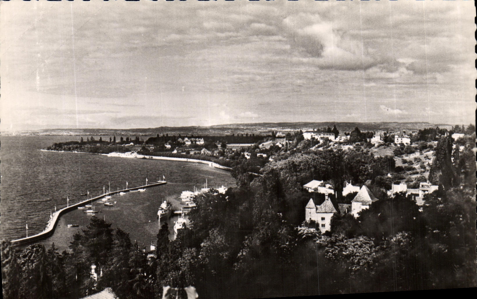 VINTAGE POSTCARD Thonon Roads and Top of Feast