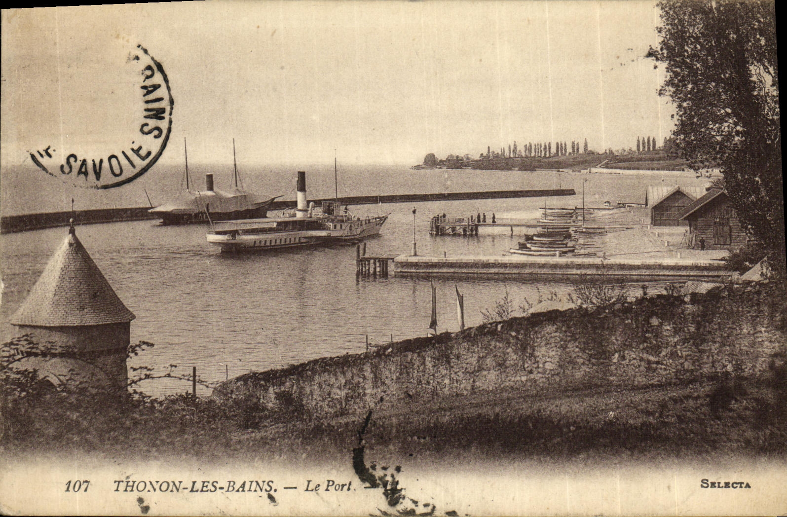 VINTAGE POSTCARD Thonon Les Bains the Port Boats
