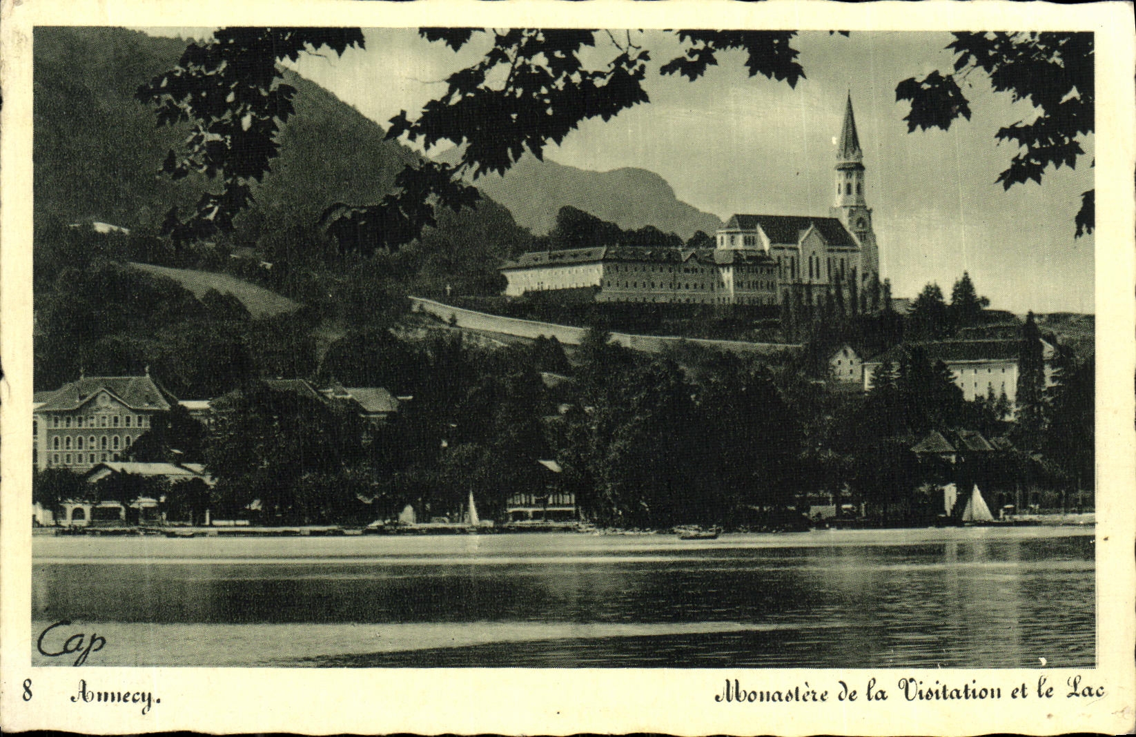 VINTAGE POSTCARD Annecy Monastery of Visilation and the Lake