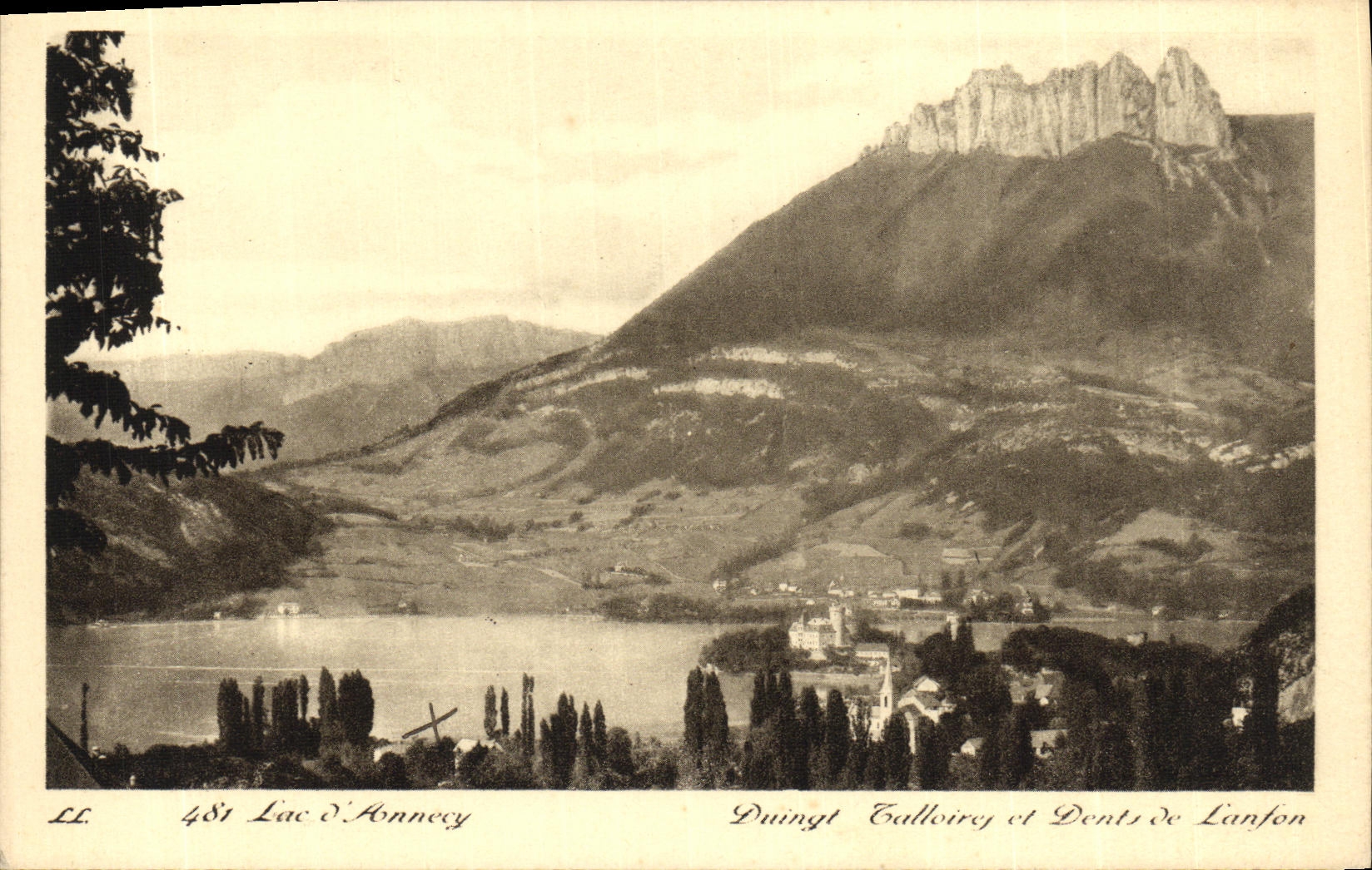VINTAGE POSTCARD Annecy Duingt Balloire and Dents of Lanfon