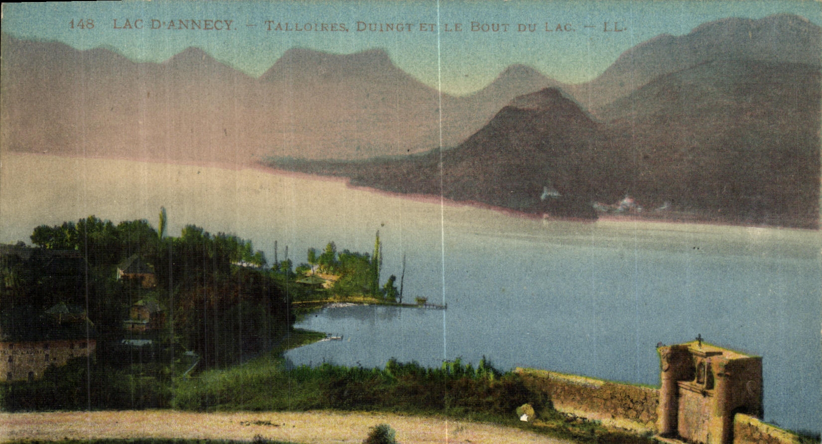 VINTAGE POSTCARD Lake D Annecy Talloires Duingt and the end of the lake