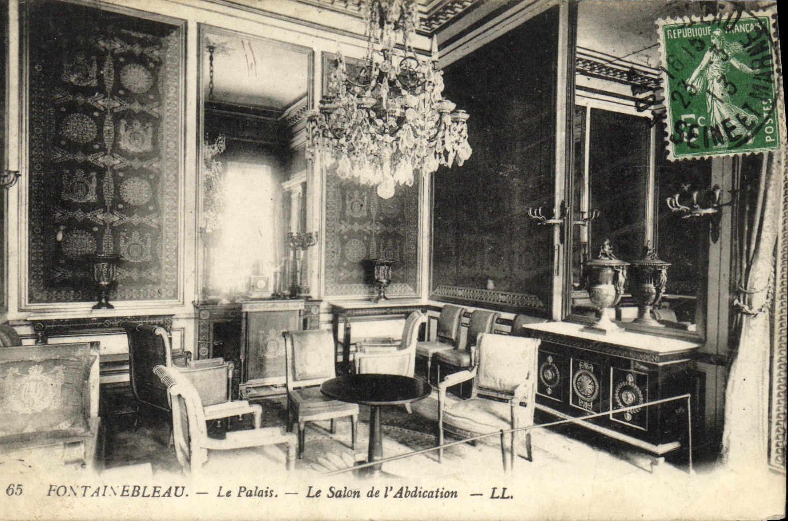 VINTAGE POSTCARD Fontainebleau the Palate the Living room of L Abdication