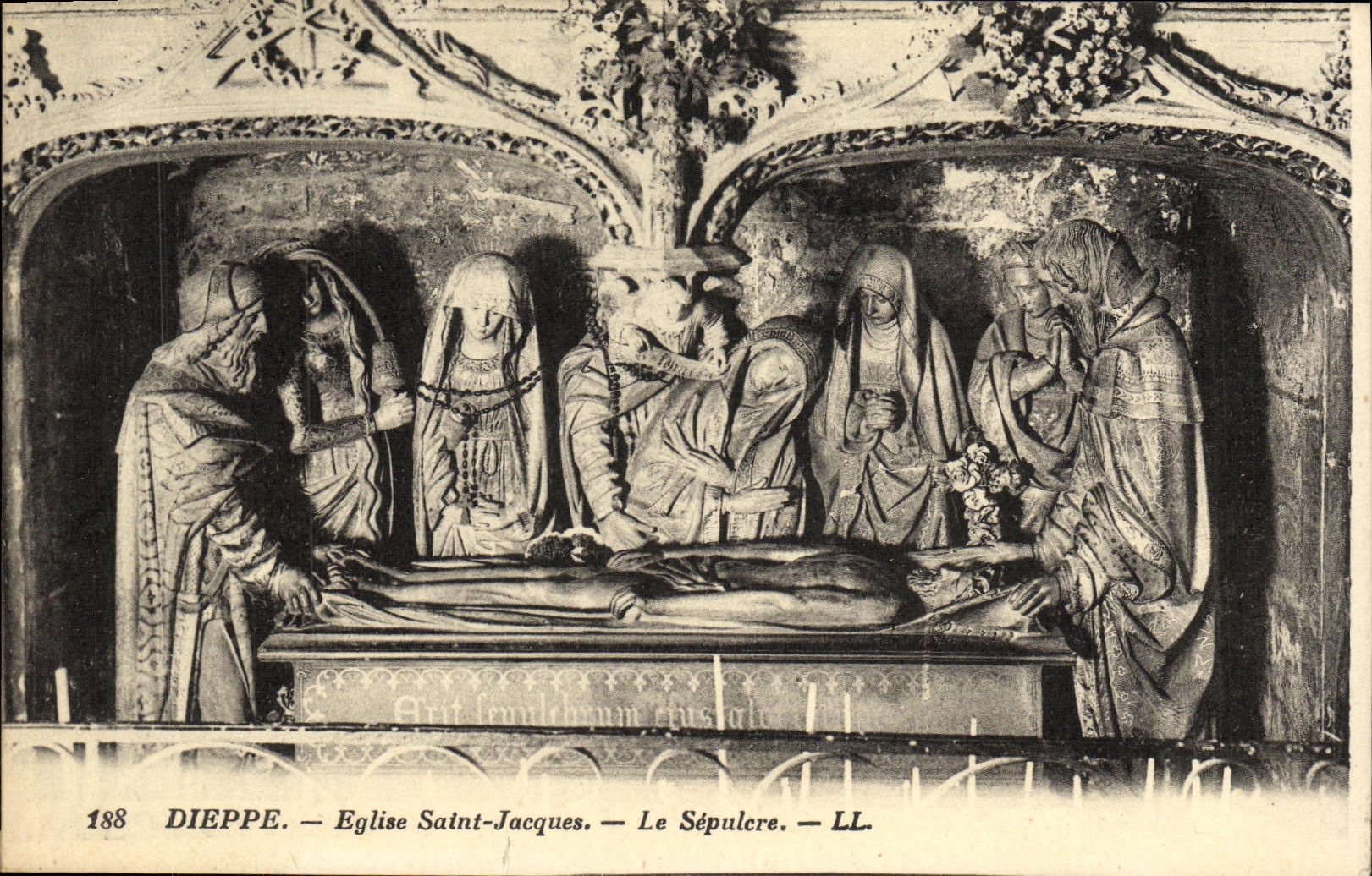 Iglesia Jacques de Dieppe de la POSTAL de la VENDIMIA Saint el sepulcro