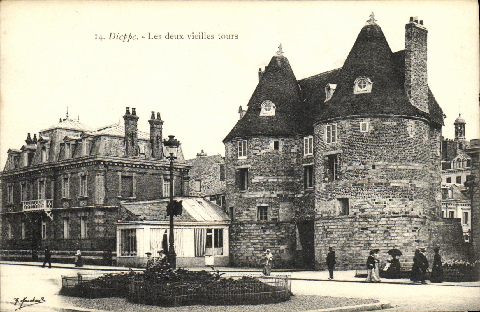 POSTAL Dieppe de la VENDIMIA las dos torres de las mujeres mayores