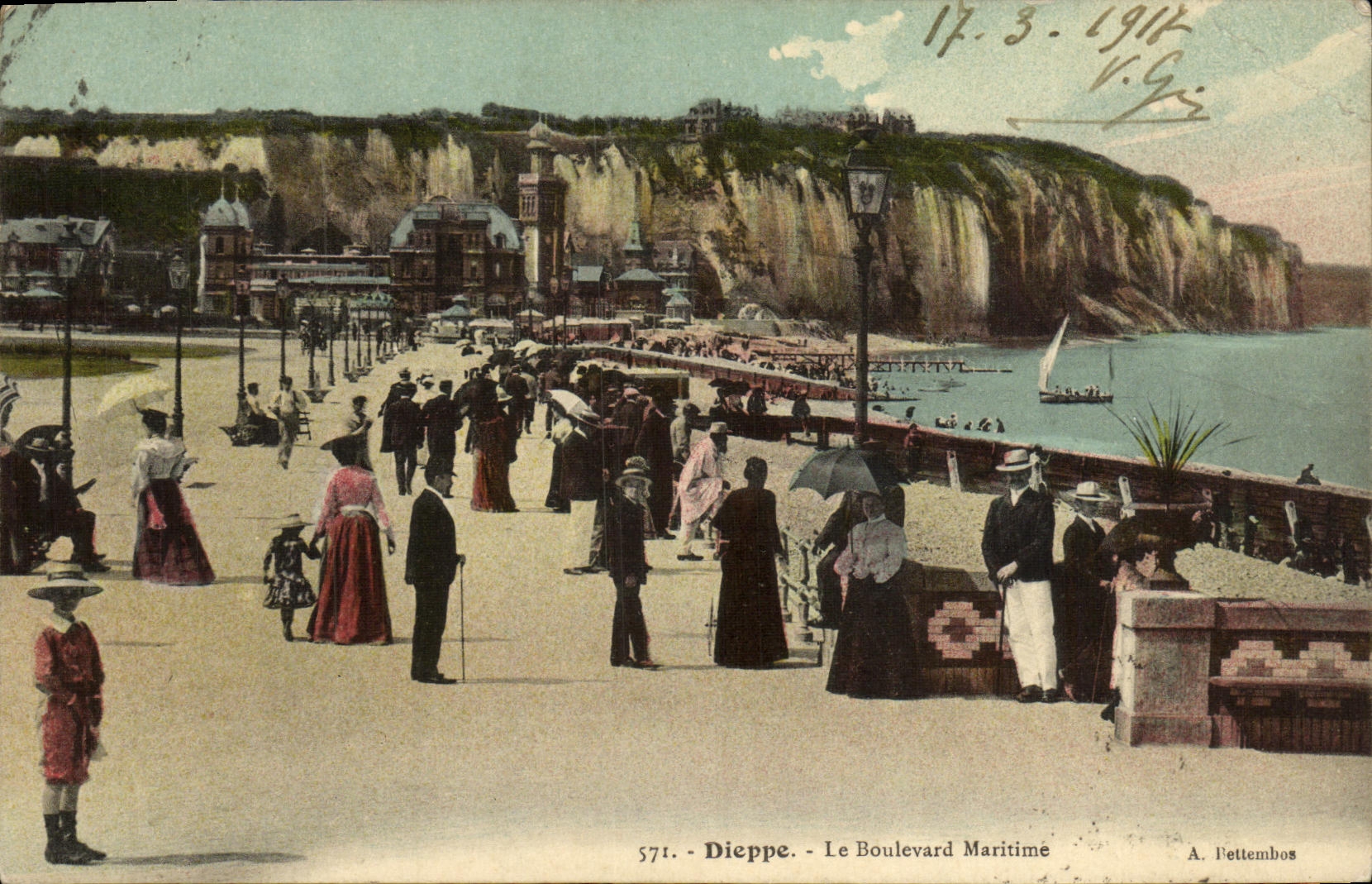 POSTAL Dieppe de la VENDIMIA el bulevar maritimo