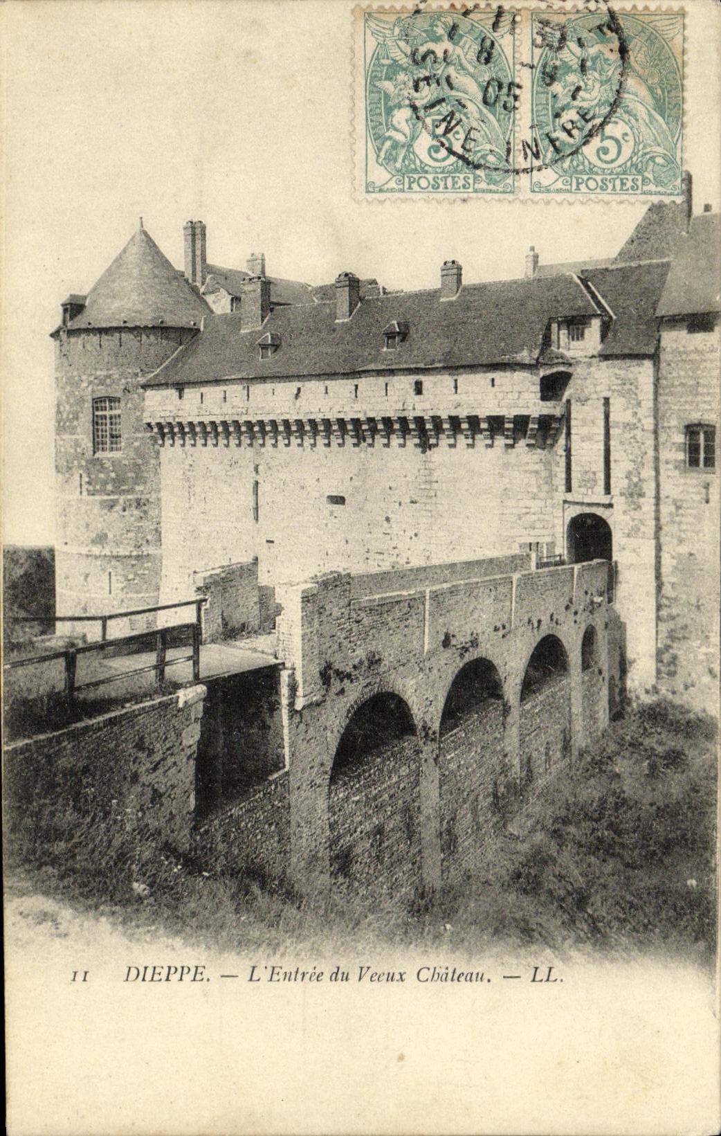 POSTAL Dieppe L de la VENDIMIA entrado del castillo viejo
