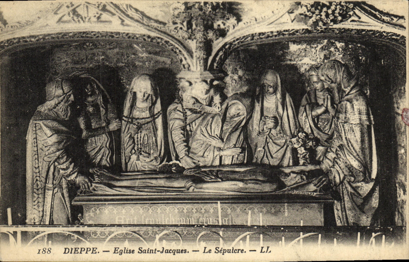 Iglesia Jacques de Dieppe de la POSTAL de la VENDIMIA Saint el sepulcro