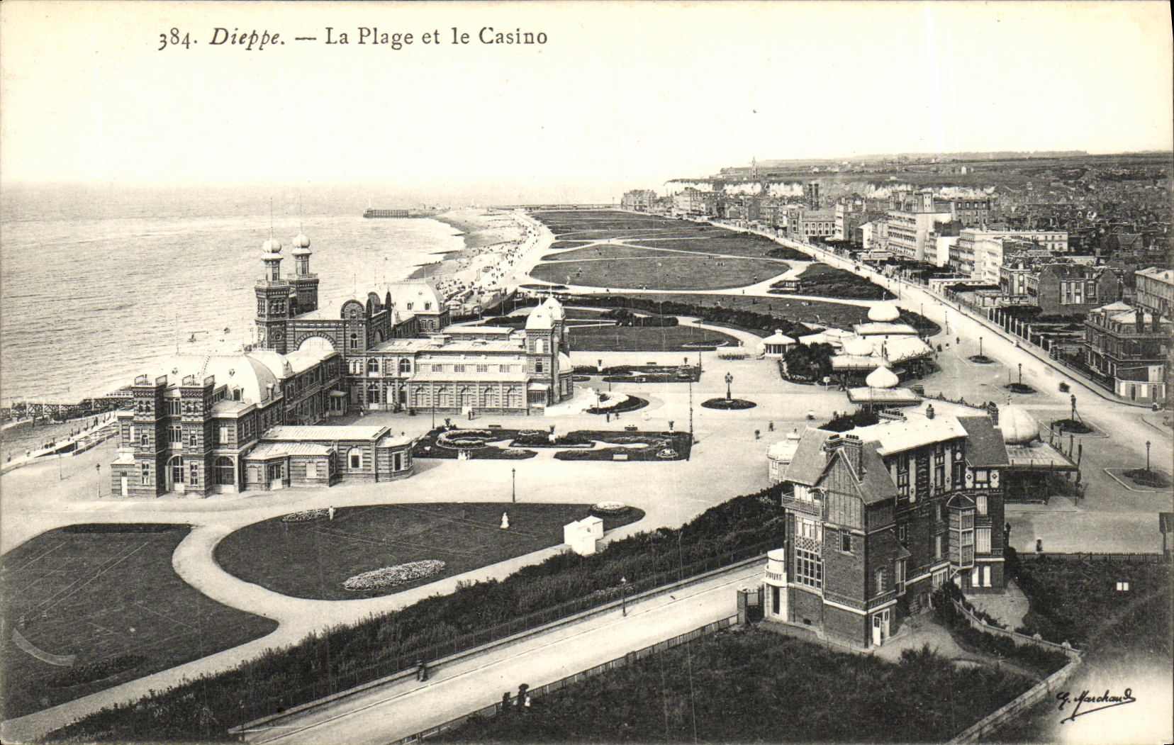 POSTAL Dieppe de la VENDIMIA la playa y el casino