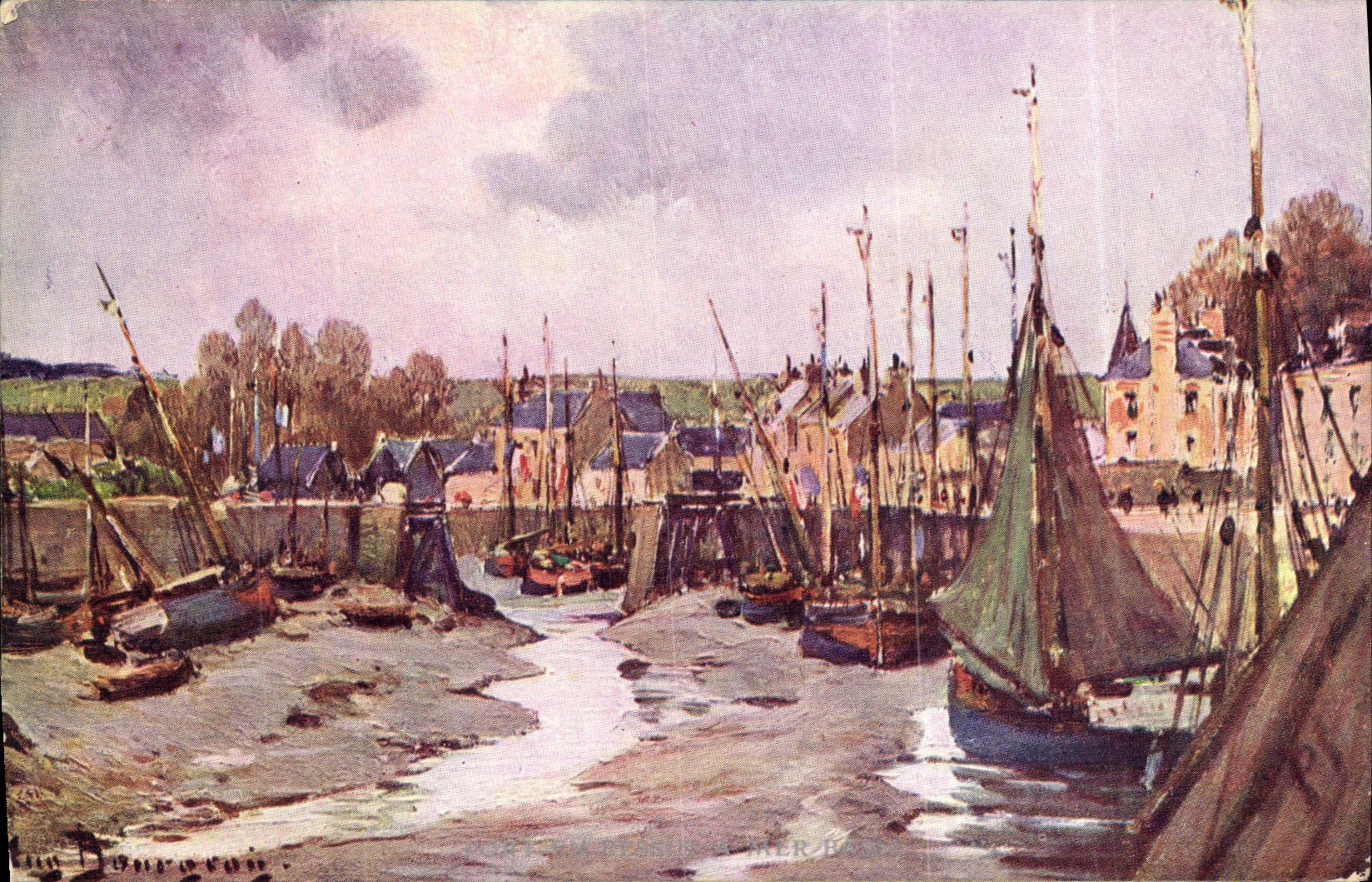 VINTAGE POSTCARD Port In Bessin has Mar Basse Boats
