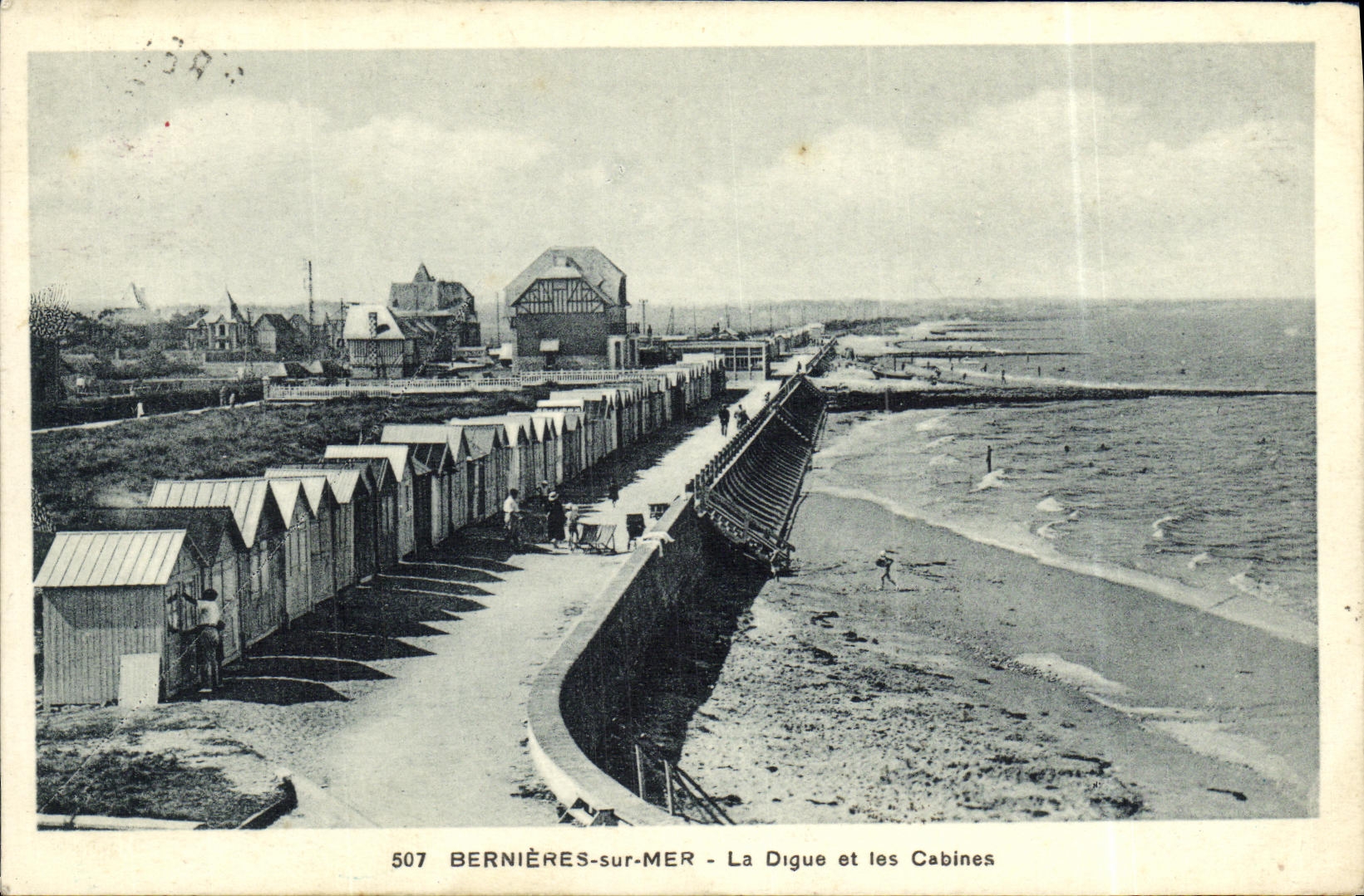 VINTAGE POSTCARD Bernieres On Sea the Dam and Cabins