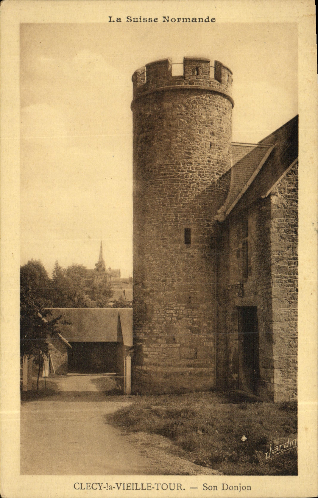 VINTAGE POSTCARD Clecy the Hurdy gurdy Tower Its Keep
