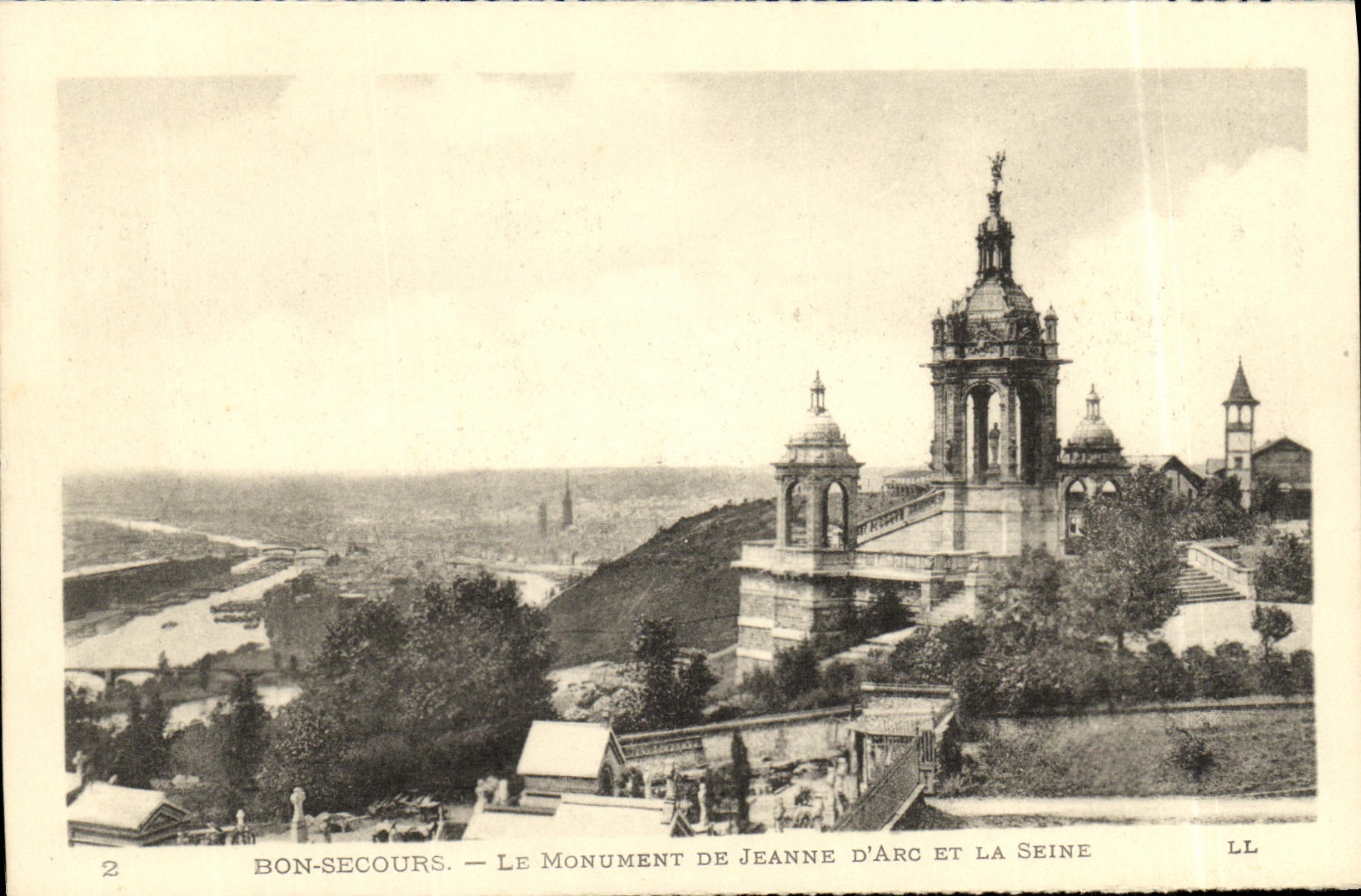 VINTAGE POSTCARD Good Help the Monument Of Jeanne D Arc and the Seine