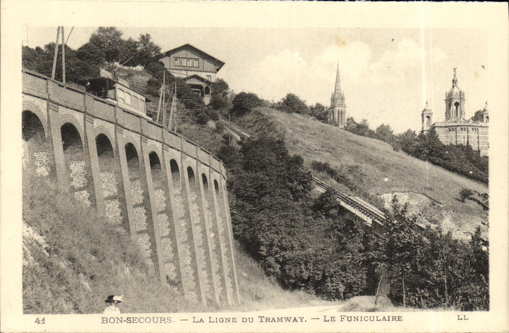 VINTAGE POSTCARD Good Help the Line Of the Tram the Funicular