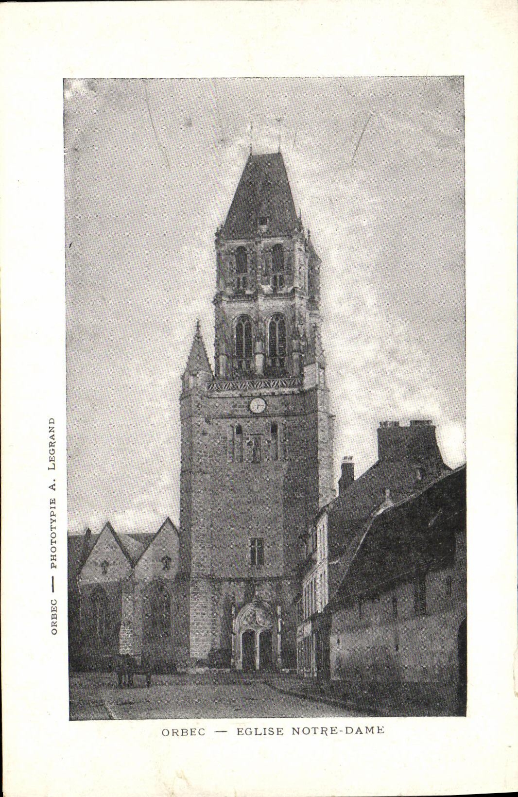 VINTAGE POSTCARD Orbec Church Our lady