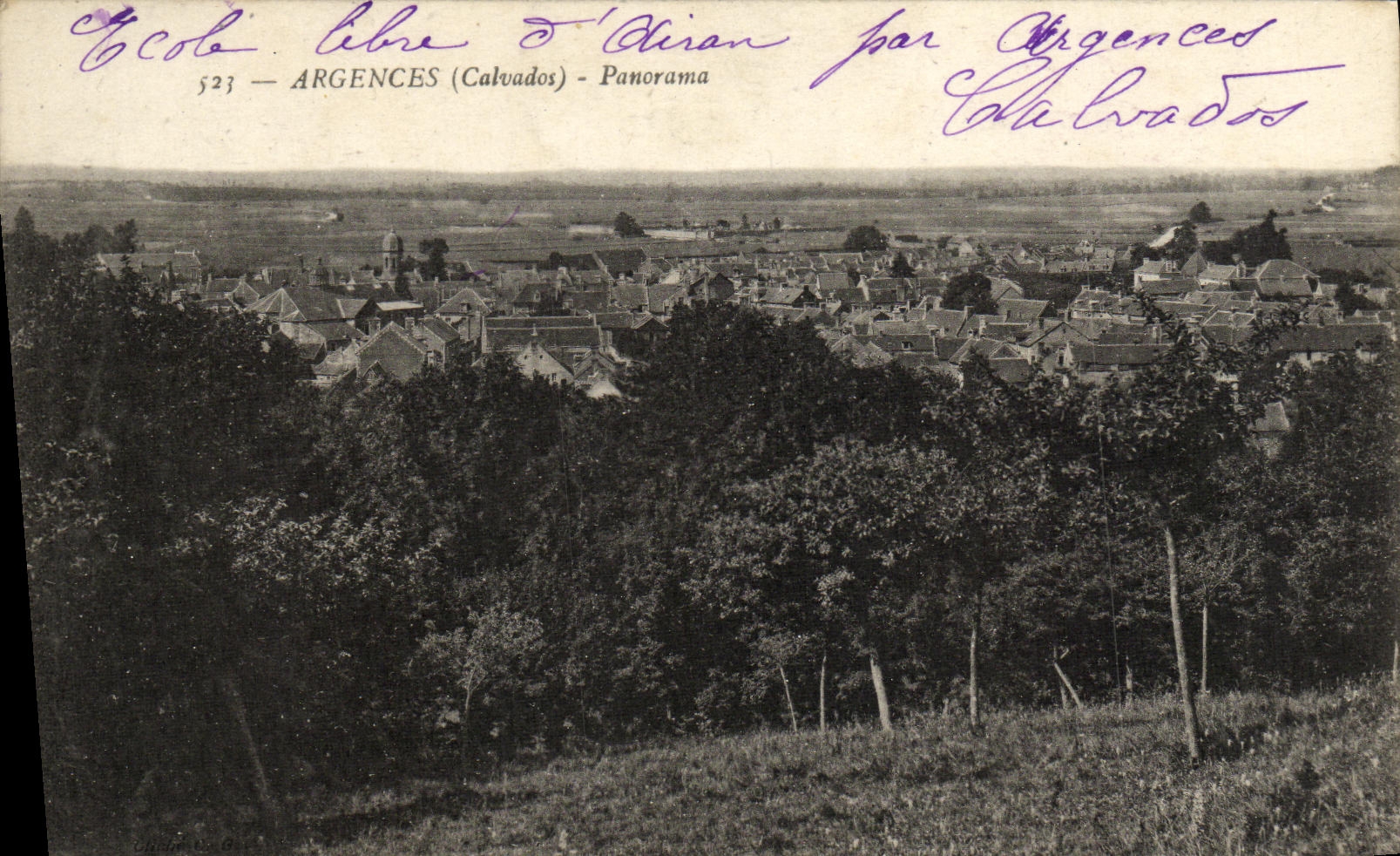 VINTAGE POSTCARD Argences Panorama