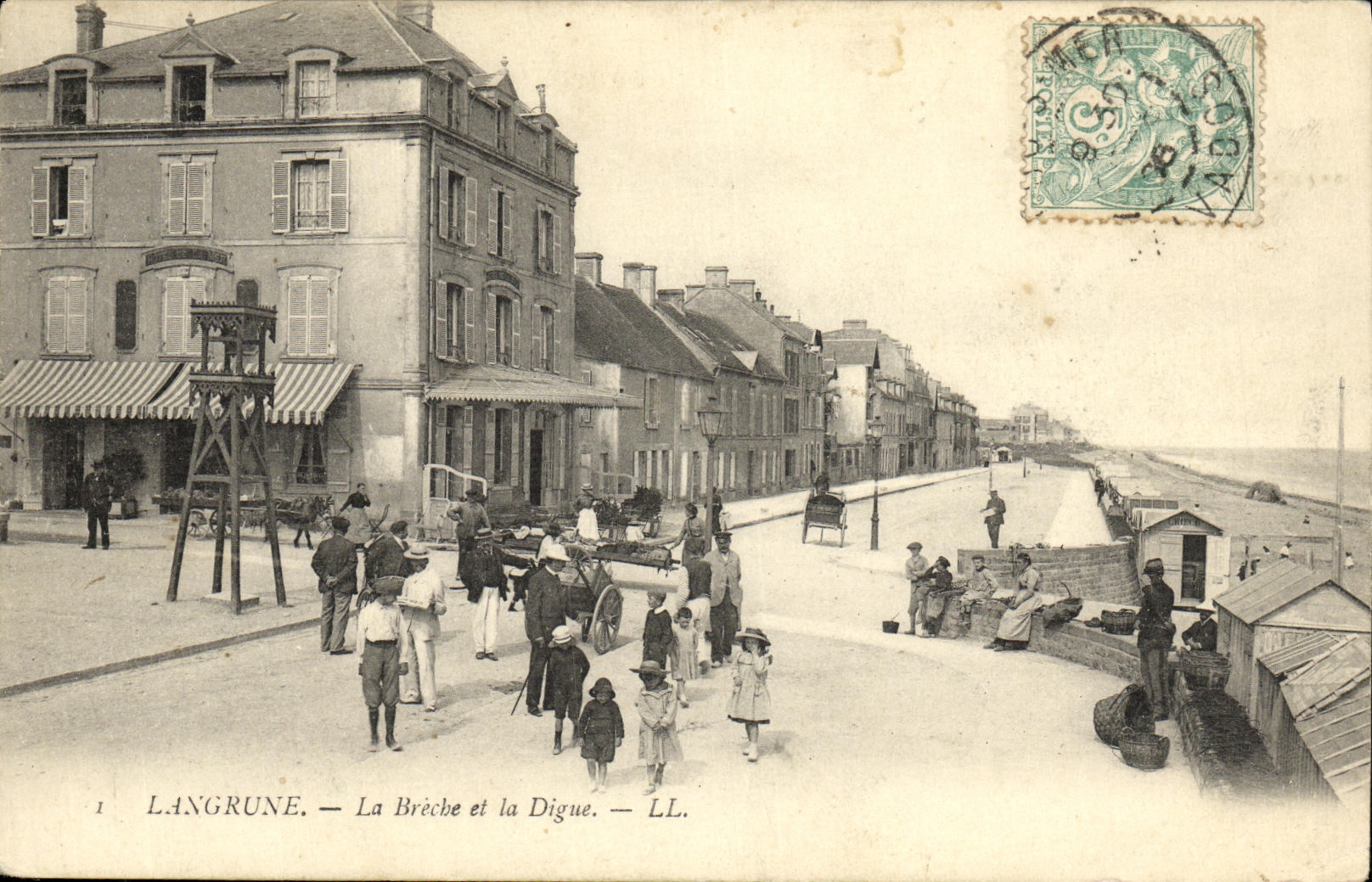VINTAGE POSTCARD Langrune the Breach and the Dam