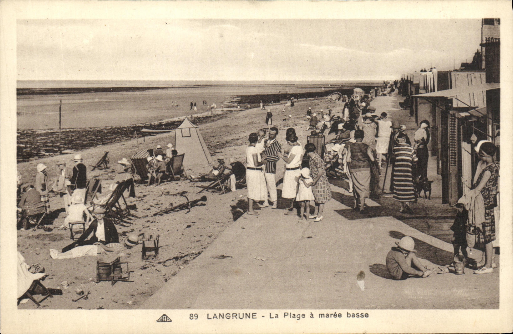 VINTAGE POSTCARD Langrune the Beach has Low tide