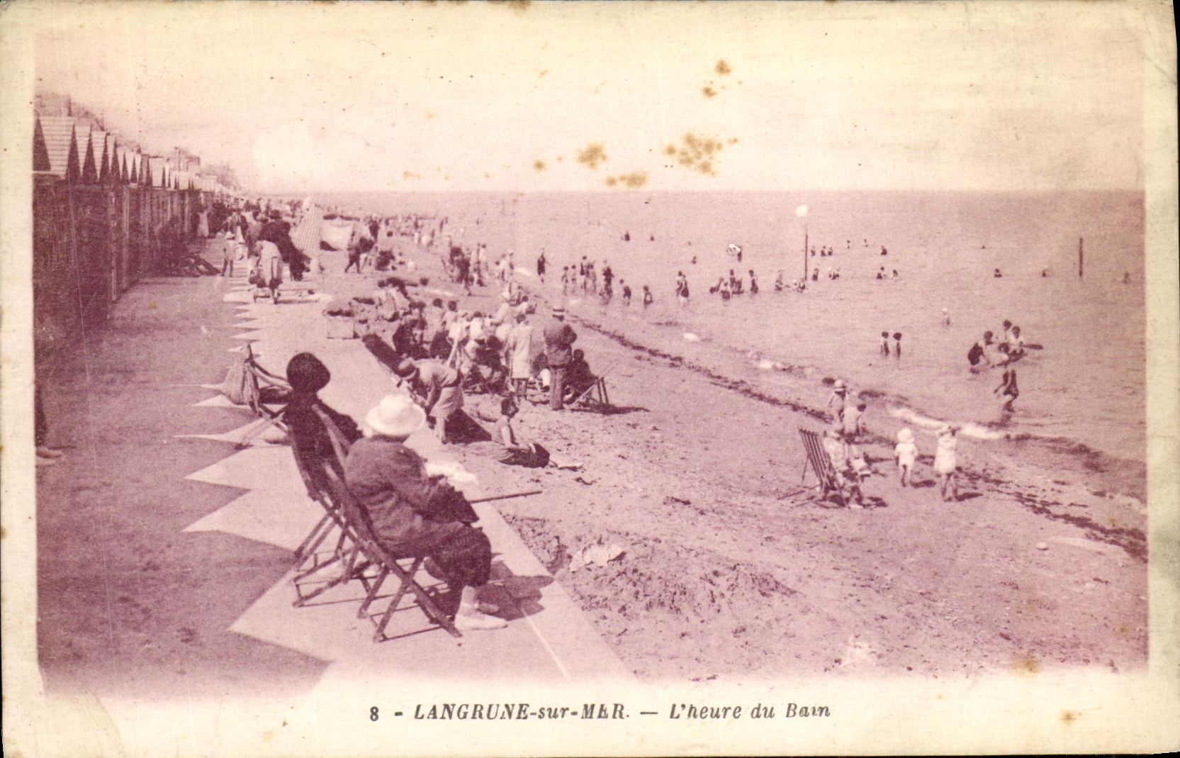 VINTAGE POSTCARD Langrune On Sea L Hour of the Bath