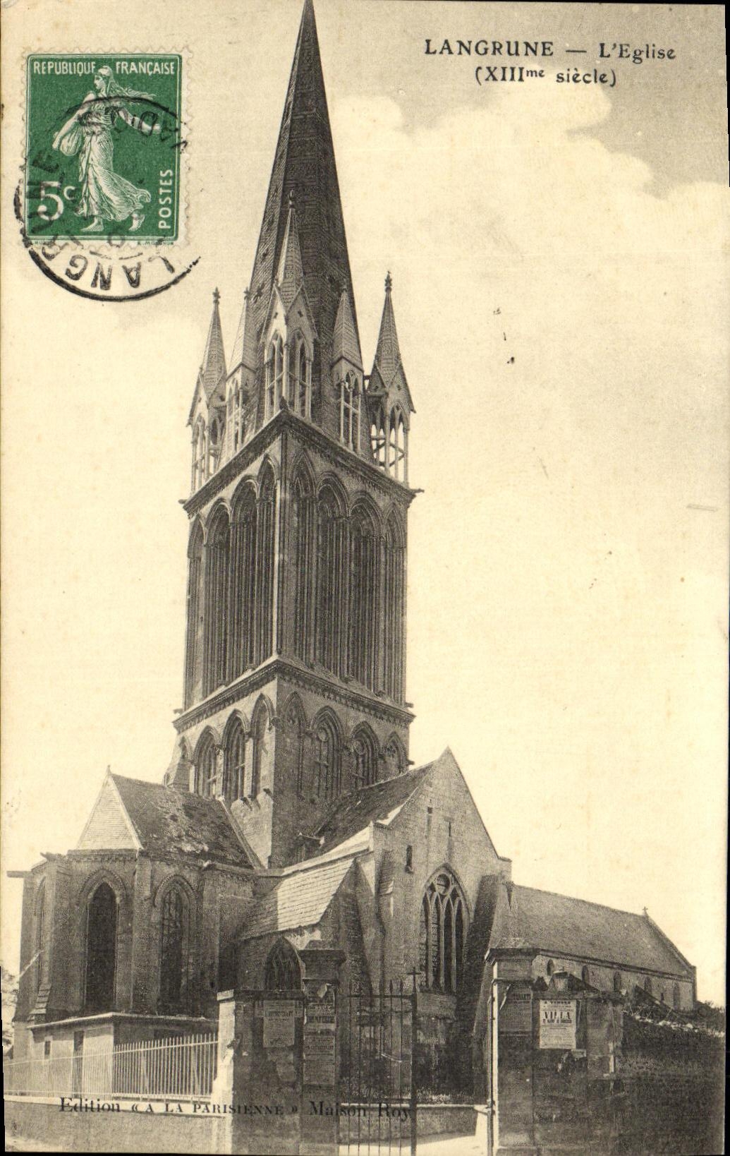 VINTAGE POSTCARD Langrune L Church