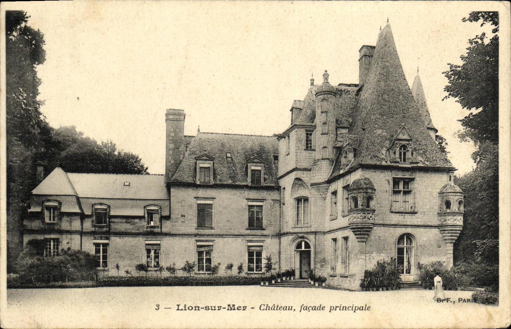 VINTAGE POSTCARD Lion sur Mer Castle Principal Frontage